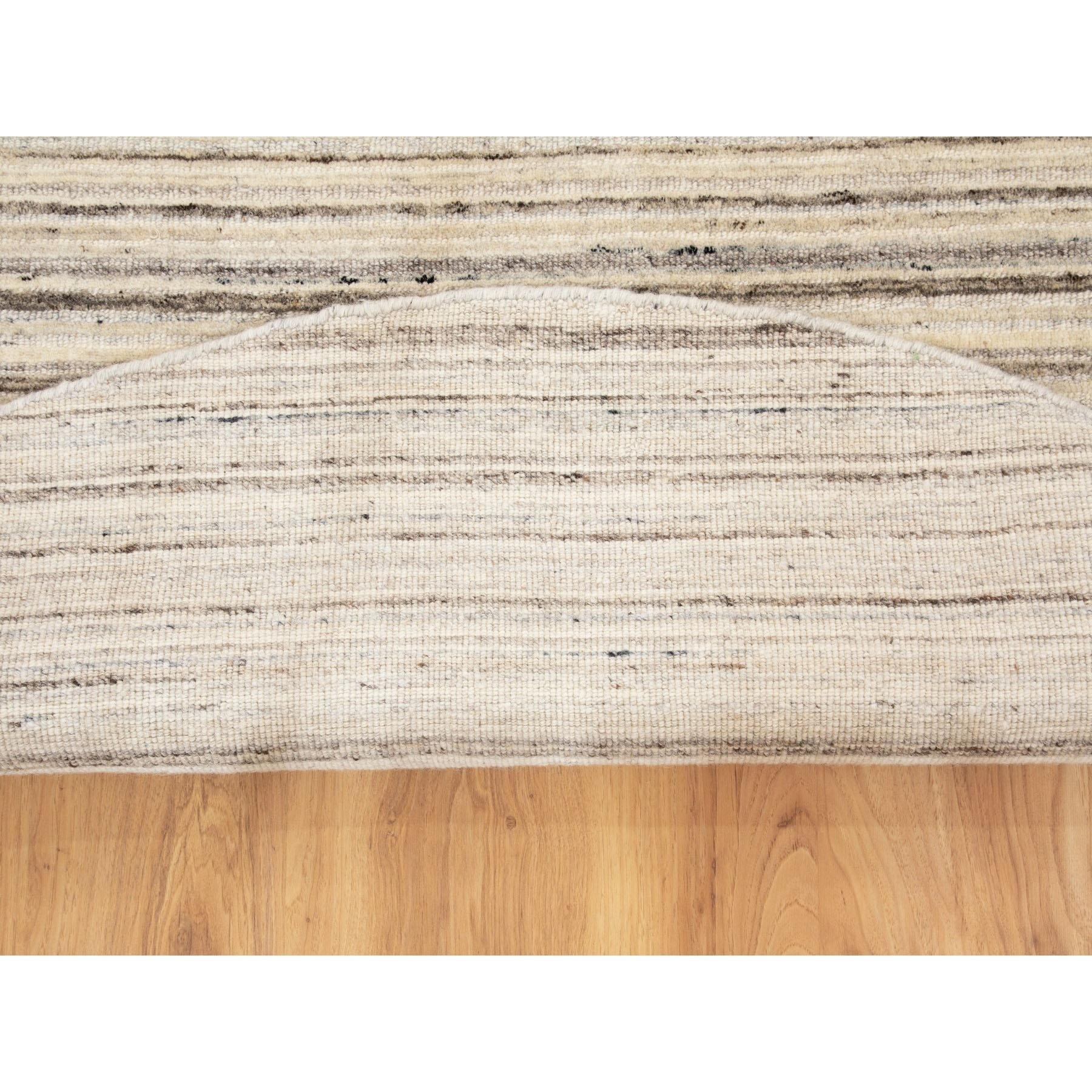 Hand-Knotted 8'x8' Beige Hand Loomed Organic Wool Modern Oriental Rug For Sale