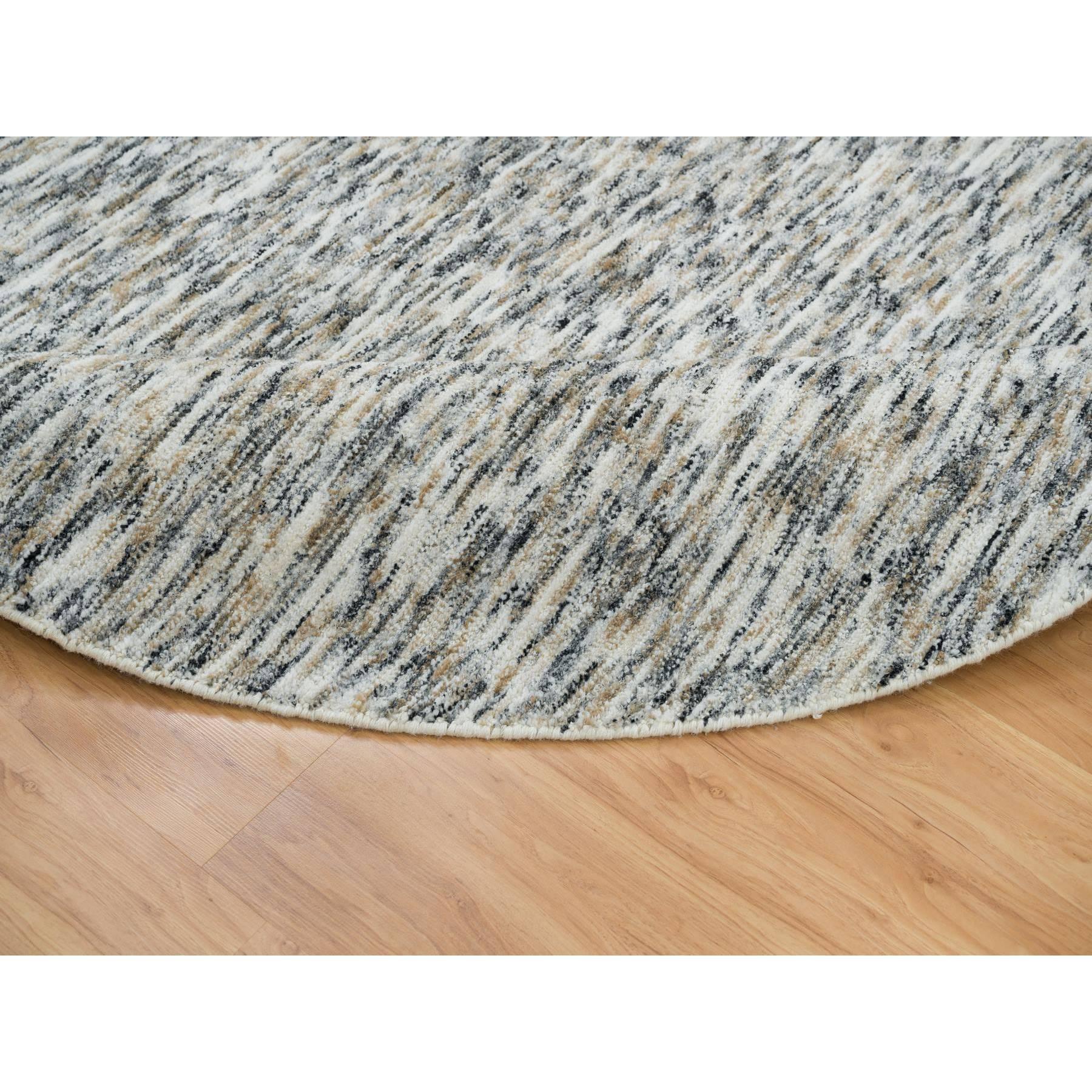 8'x8' Beige Reine Wolle Hand gewebt Modern Striae Design Runde Orientteppich im Zustand „Neu“ im Angebot in Carlstadt, NJ