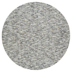 8'x8' Beige Reine Wolle Hand gewebt Modern Striae Design Runde Orientteppich