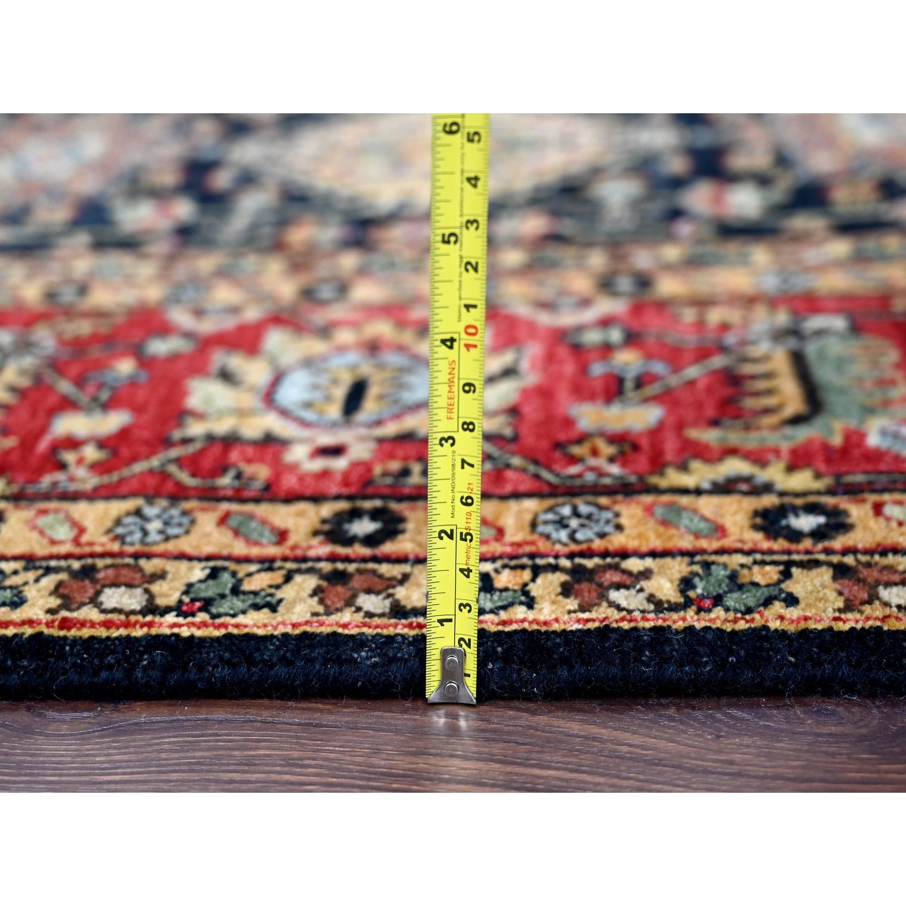 8'x8' Black Wool Karajeh Design Wool Hand Knotted Square Oriental Rug For Sale 3