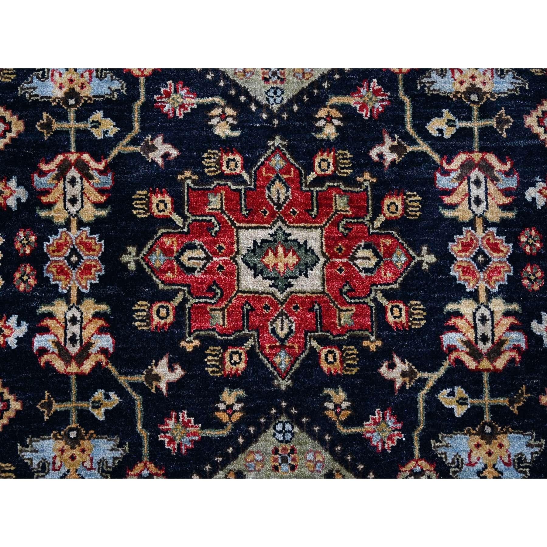 8'x8' Black Wool Karajeh Design Wool Hand Knotted Square Oriental Rug For Sale 1