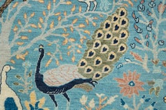 8x8 Blue Birds Peacock Tree Garden Hand Knotted Wool Rug ( JC-14098 )