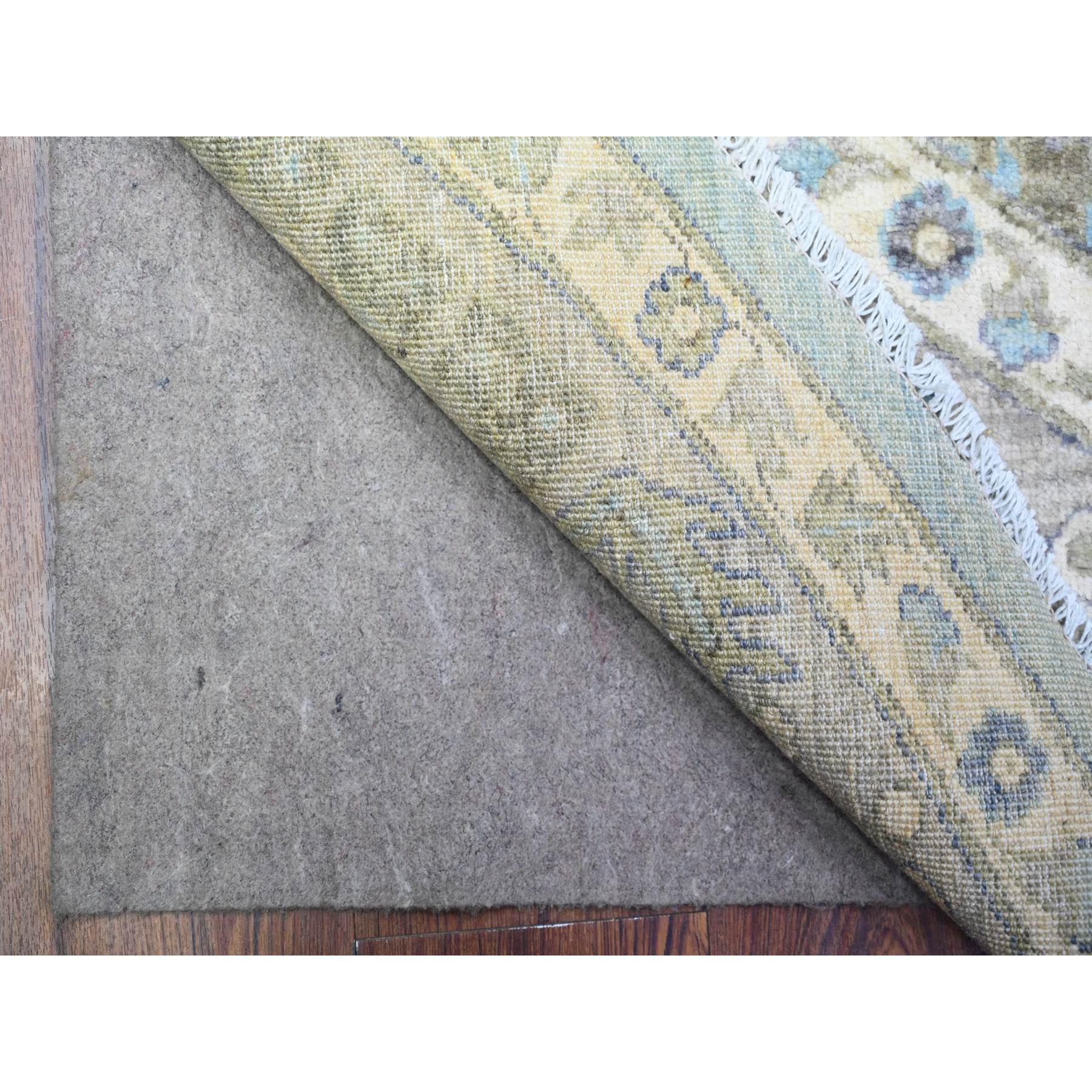 8'x8' Blauer handgeknüpfter runder orientalischer Teppich aus reiner Wolle im Mahal-Design (Afghanisch) im Angebot