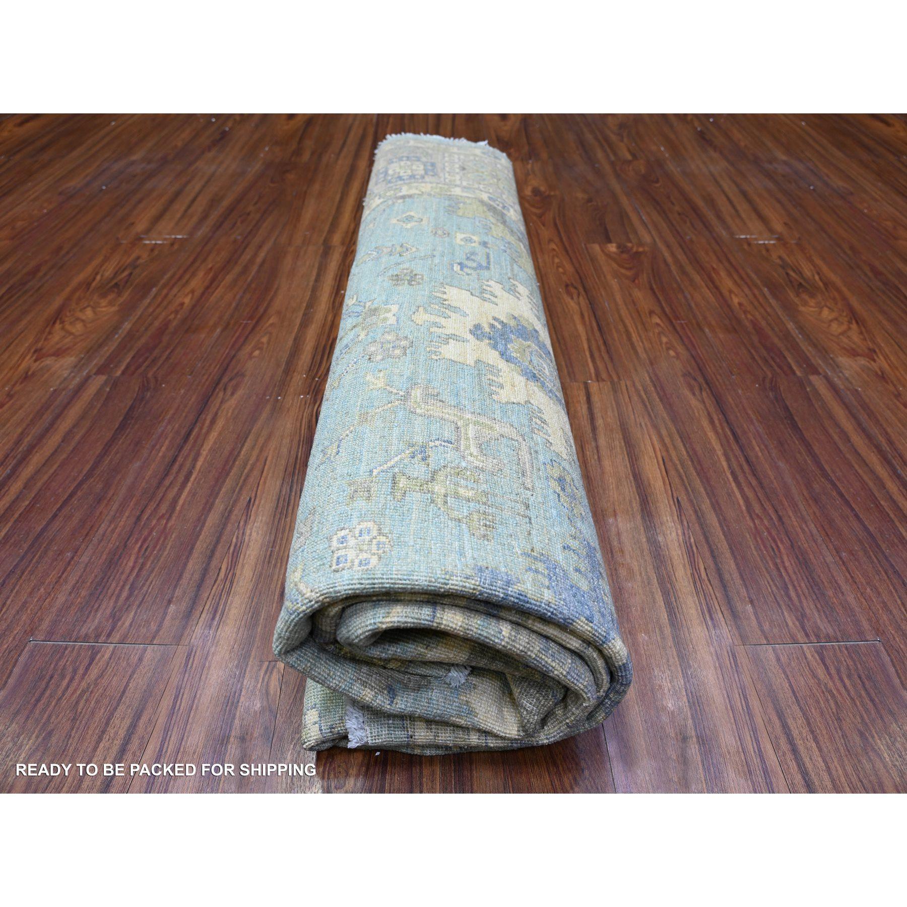 8'x8' Blauer handgeknüpfter runder orientalischer Teppich aus reiner Wolle im Mahal-Design im Angebot 2