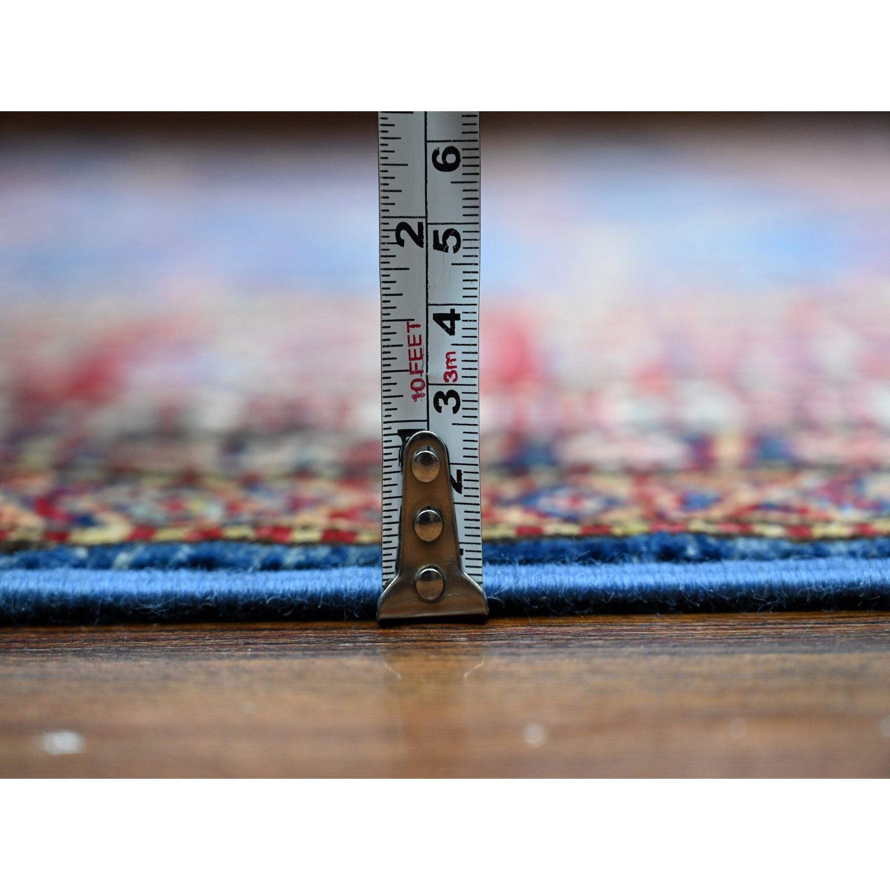 8'x8' Blau Super Kazak Medaillons Weiche Wolle Handgeknüpft Quadratischer Orientteppich im Angebot 4