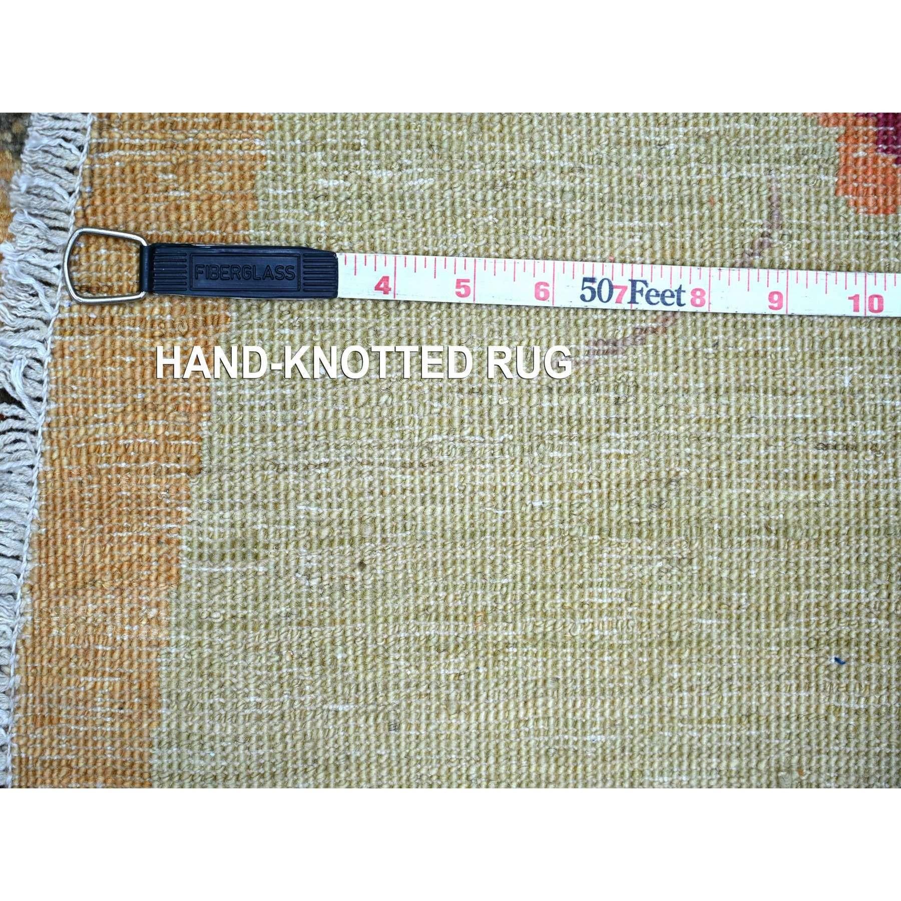 8'x8' Tapis rond en laine nouée à la main Peshawar d'inspiration Art déco chinois marron en vente 4