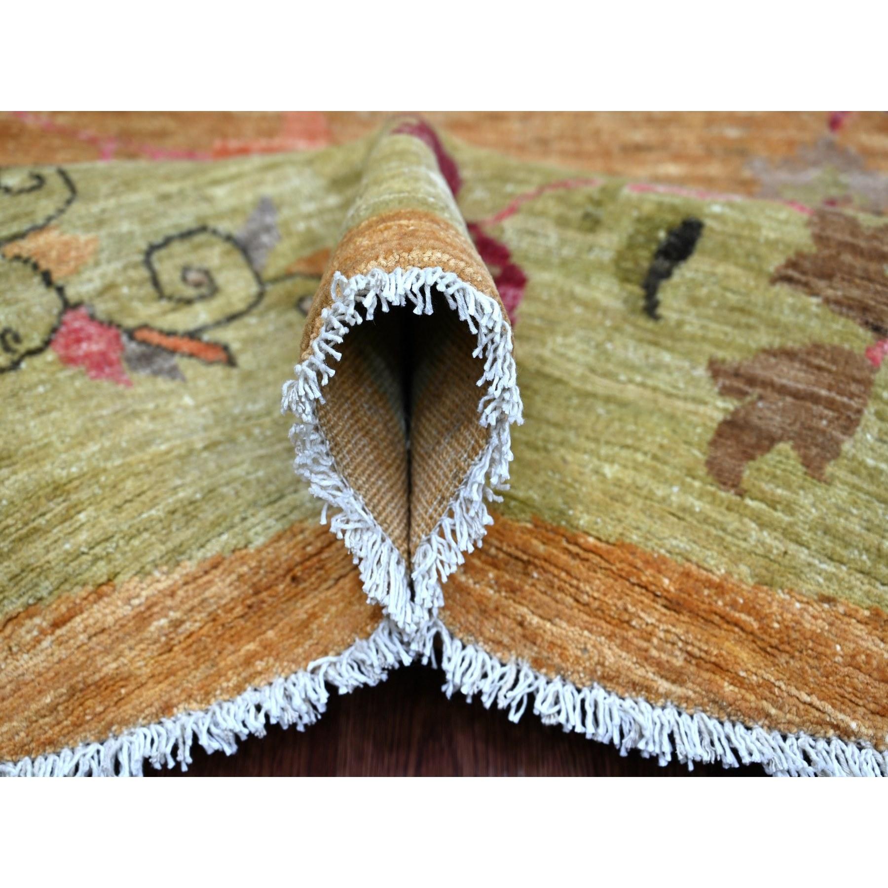 8'x8' Tapis rond en laine nouée à la main Peshawar d'inspiration Art déco chinois marron Neuf - En vente à Carlstadt, NJ