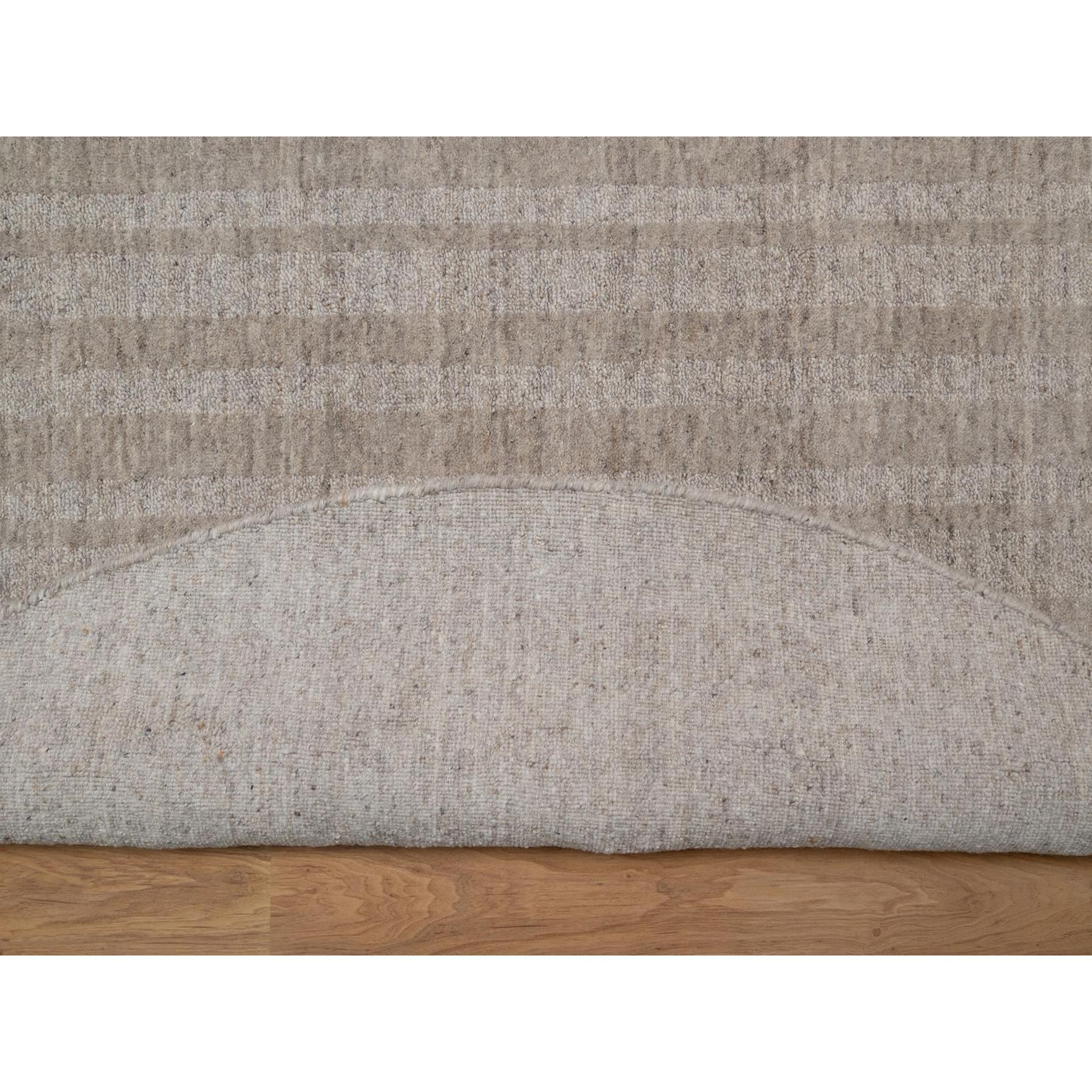 8'x8' Braun Salz & Pfeffer Effekt Streifen Design Hand gewebte Wolle Runde Teppich (Indisch) im Angebot