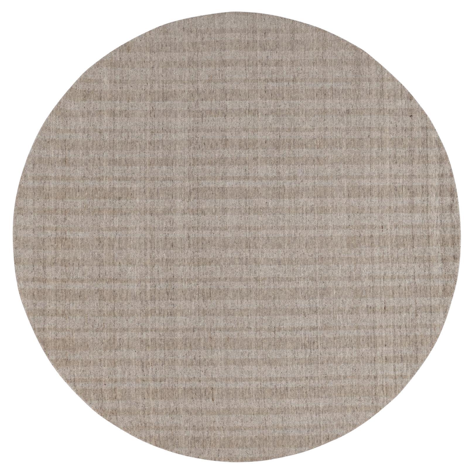 8'x8' Braun Salz & Pfeffer Effekt Streifen Design Hand gewebte Wolle Runde Teppich