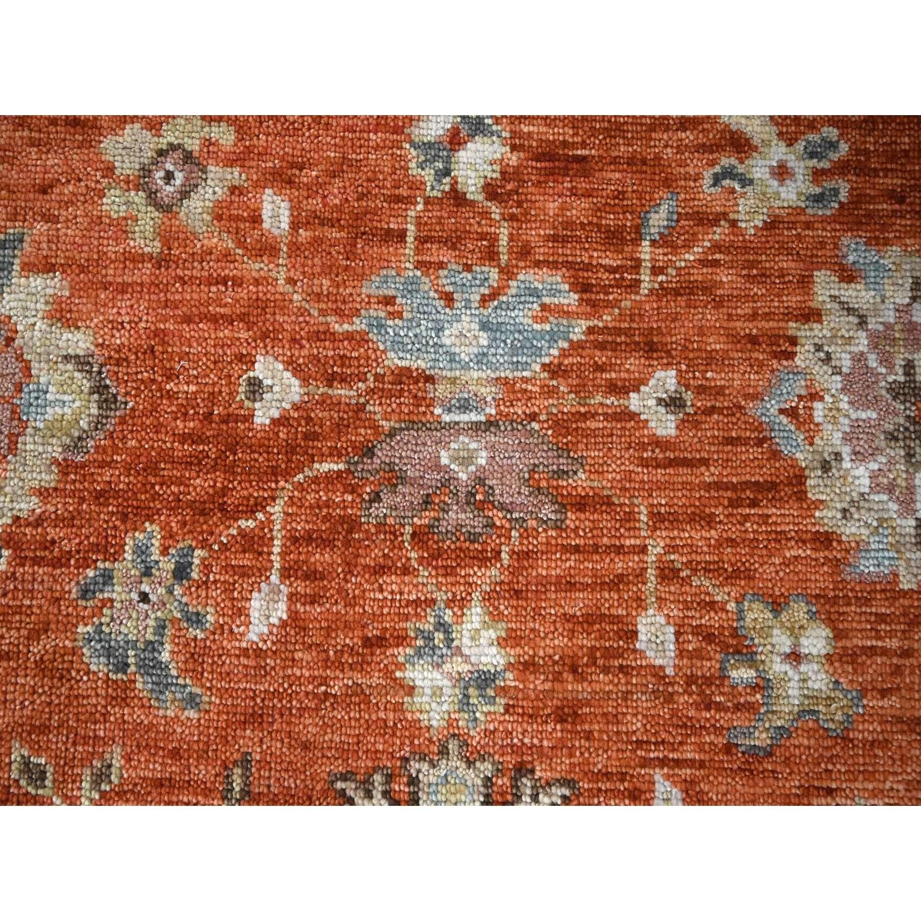 Alfombra Oriental Redonda Anudada a Mano de Lana Suave con Diseño Oushak Naranja Quemado 8'x8' en Nuevo estado para la venta en Carlstadt, NJ