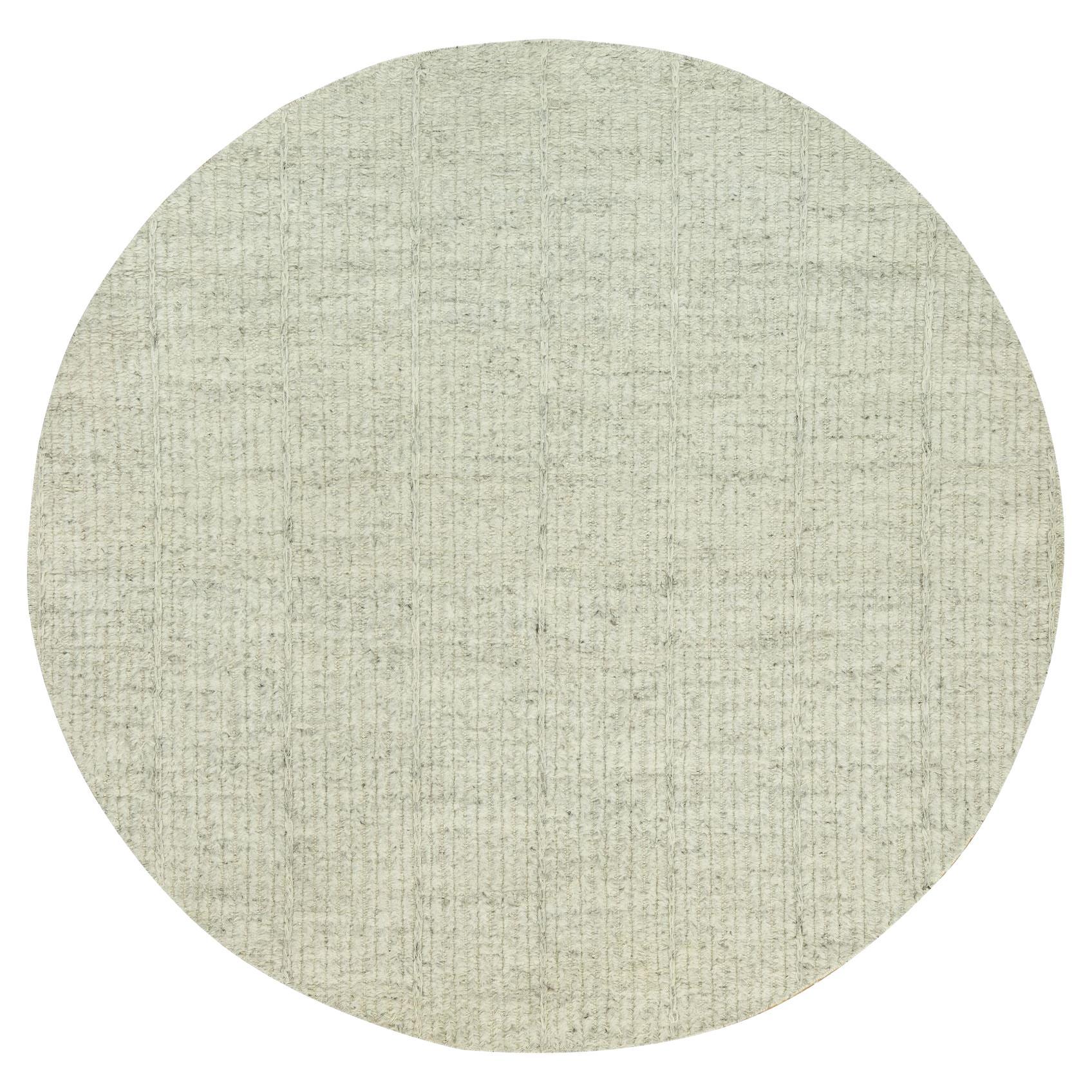 8'x8' Classic Gray Wool Cord Collection Plain Hand Woven Square Oriental Rug