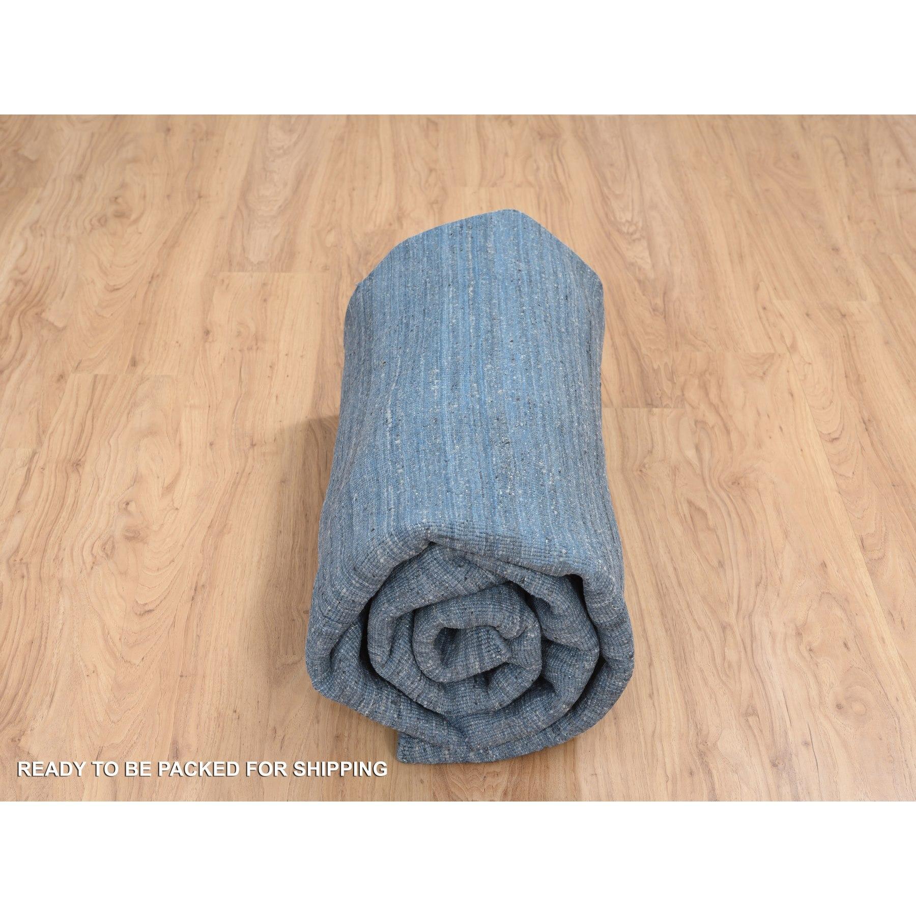 8'x8' Denim Blau Modern Design Weich und Plüsch Wolle Hand Loomed Runde Teppich im Angebot 3