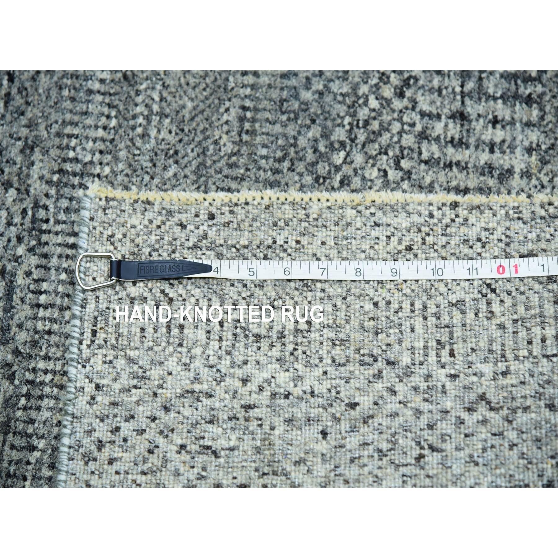 8'x8' Glacier Gray Modern Grass Design Tappeto orientale in lana annodato a mano in vendita 3