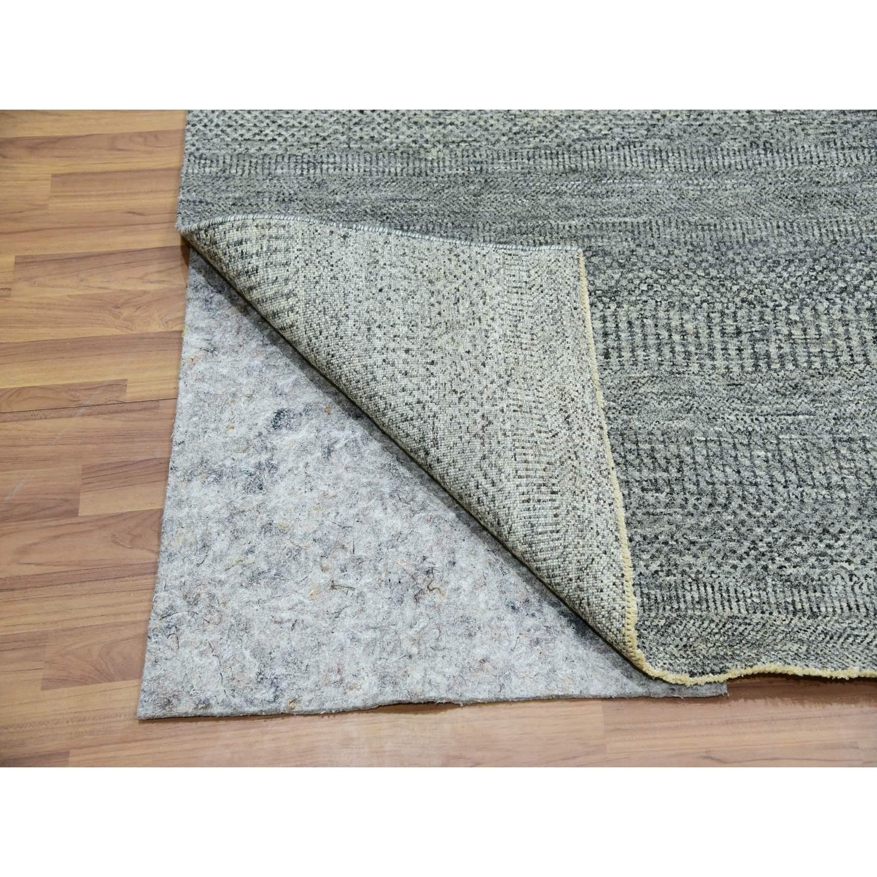 Indiano 8'x8' Glacier Gray Modern Grass Design Tappeto orientale in lana annodato a mano in vendita