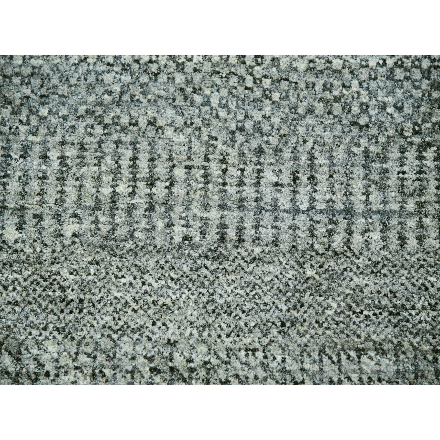 Lana 8'x8' Glacier Gray Modern Grass Design Tappeto orientale in lana annodato a mano in vendita