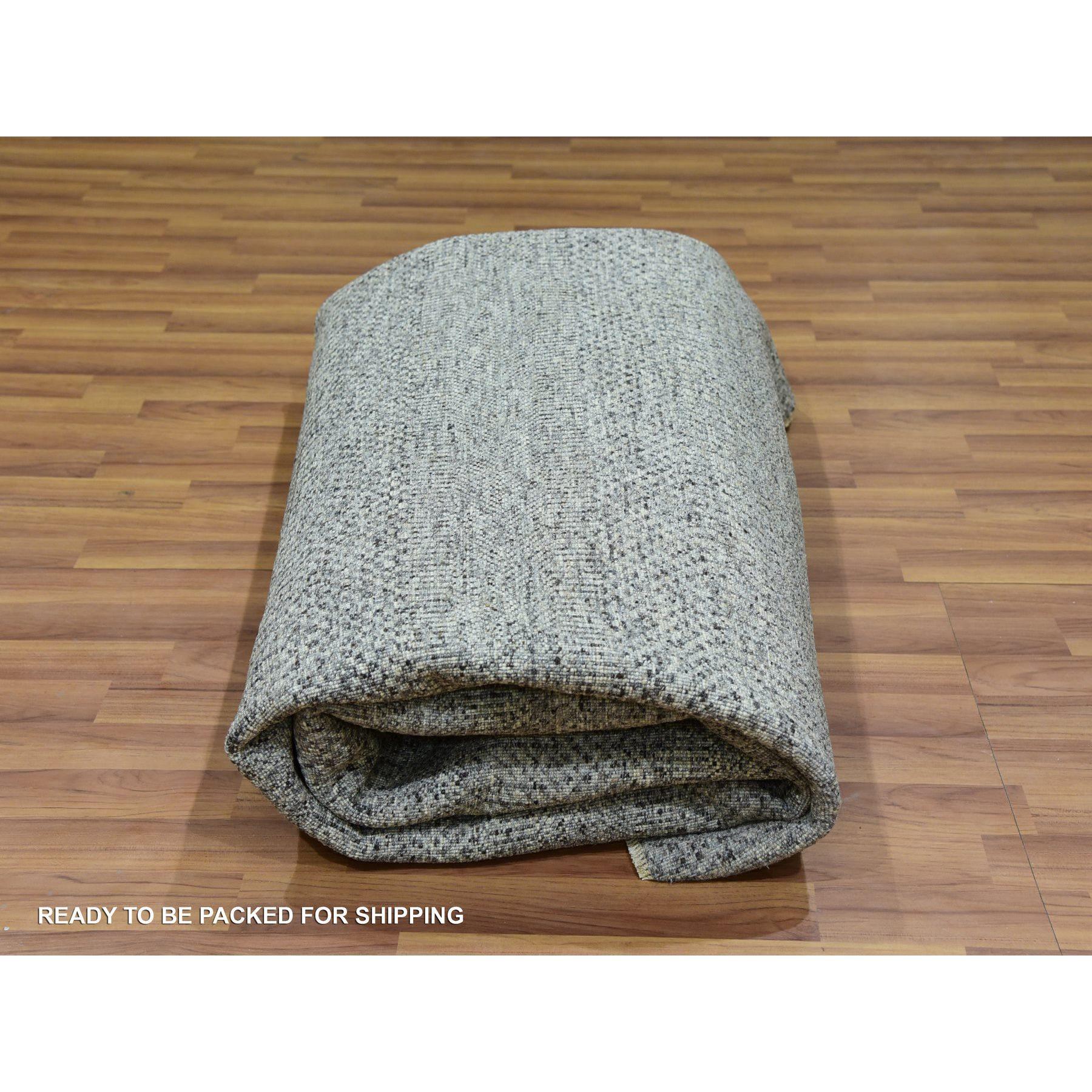 8'x8' Glacier Gray Modern Grass Design Tappeto orientale in lana annodato a mano in vendita 1