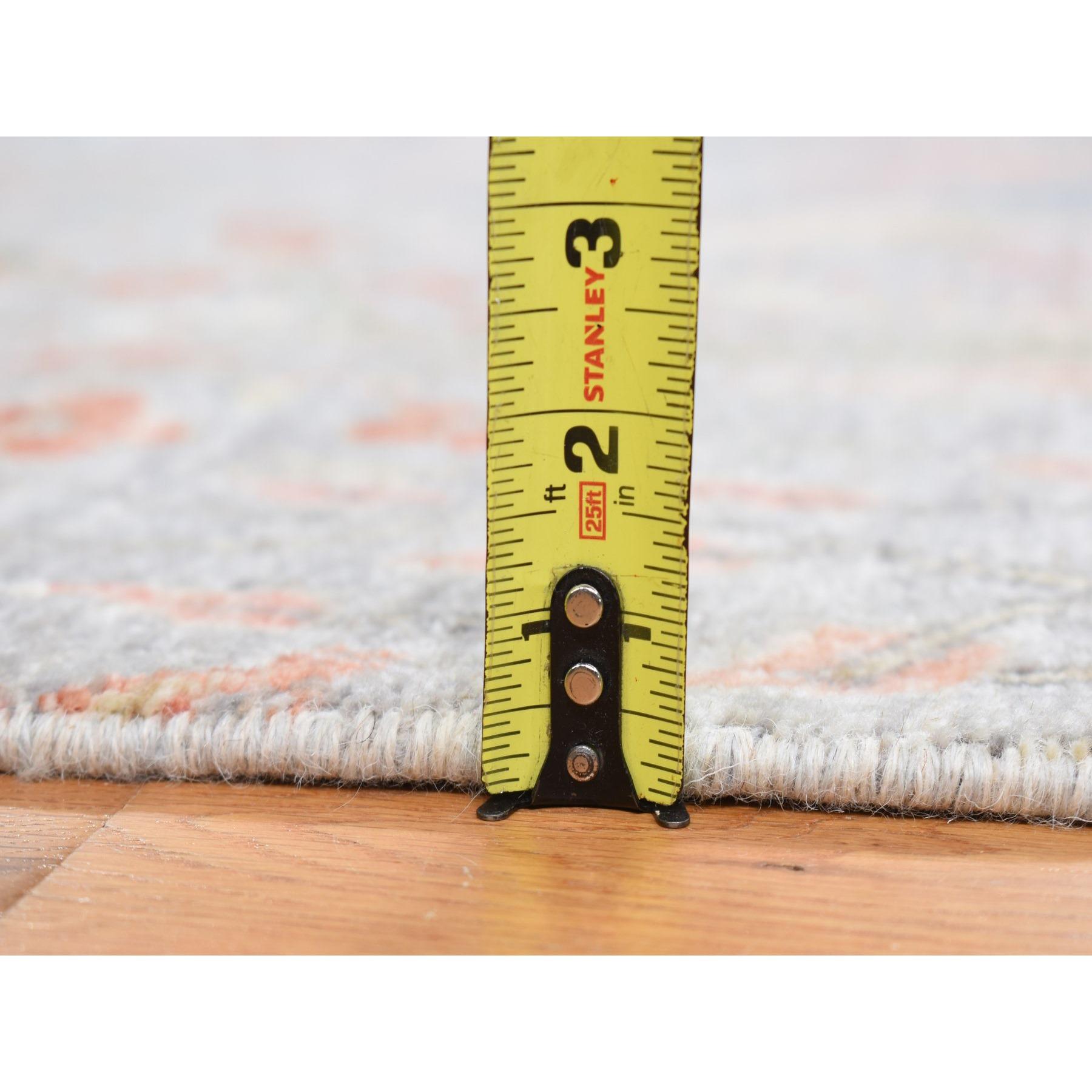 8'x8' Grau, Afghanische Peshawar Paradiesvögel, Wolle Handgeknüpft, Quadratischer Teppich im Angebot 5