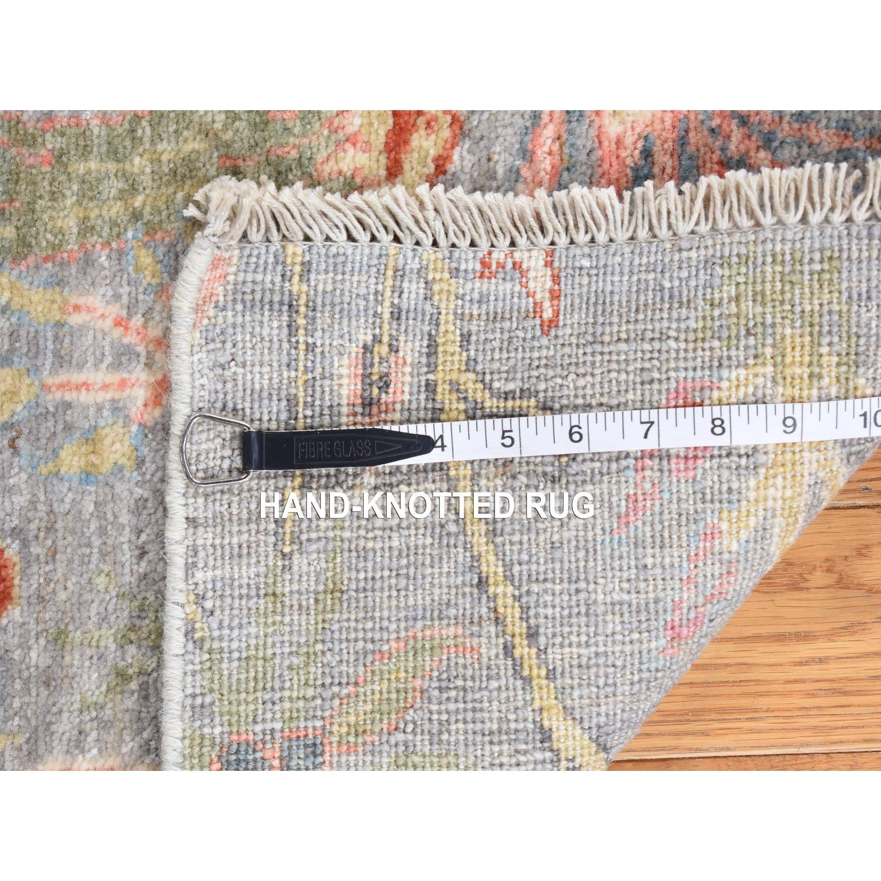 8'x8' Grau, Afghanische Peshawar Paradiesvögel, Wolle Handgeknüpft, Quadratischer Teppich im Angebot 6