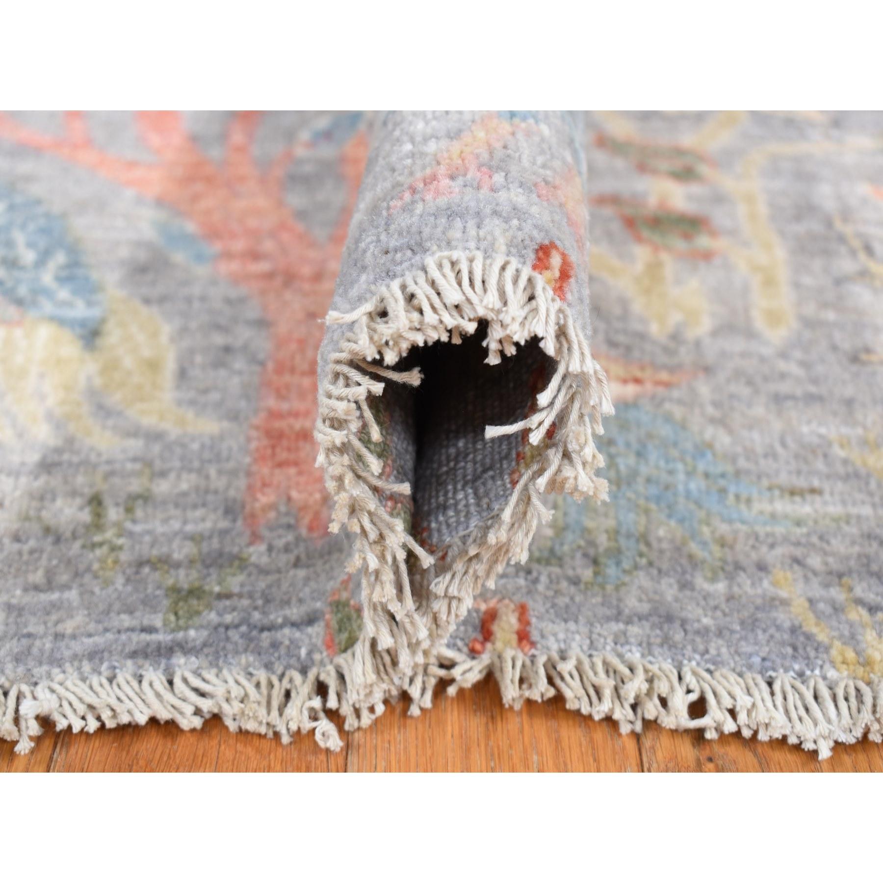 8'x8' Grau, Afghanische Peshawar Paradiesvögel, Wolle Handgeknüpft, Quadratischer Teppich (21. Jahrhundert und zeitgenössisch) im Angebot