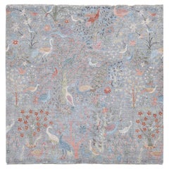 8
x8
Grau, Afghanische Peshawar Paradiesvögel, Wolle Handgeknüpft, Quadratischer Teppich