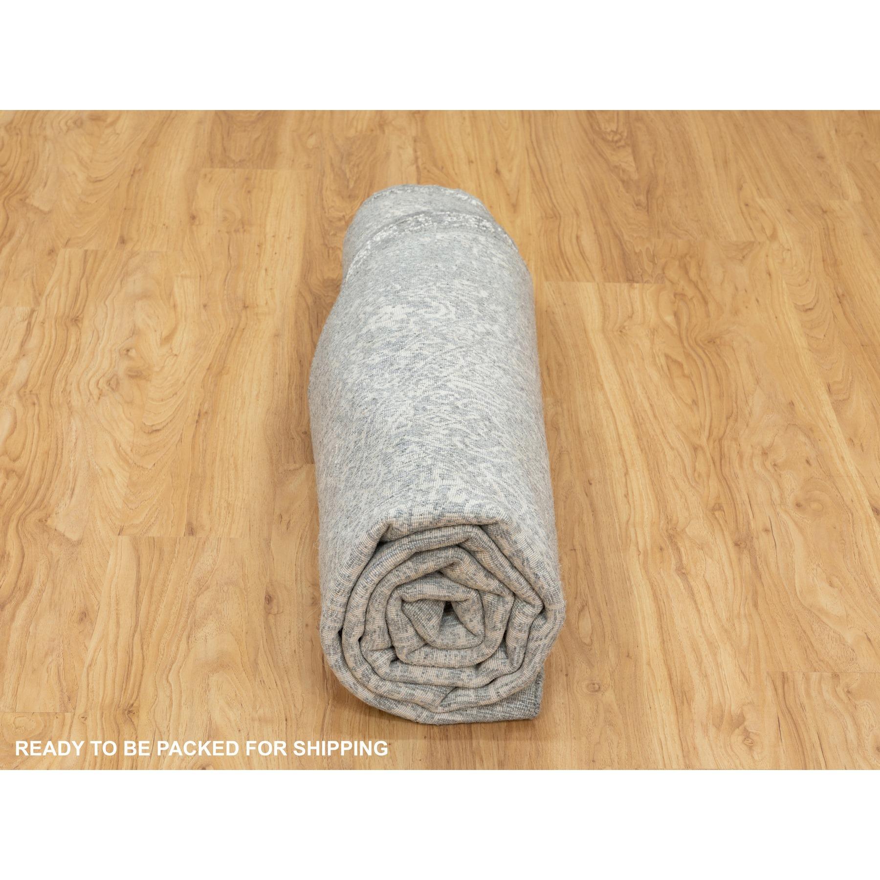 8'x8' Grau Feiner Jacquard-Teppich aus handgewebter moderner Wolle und Kunstseide Orientteppich im Angebot 2