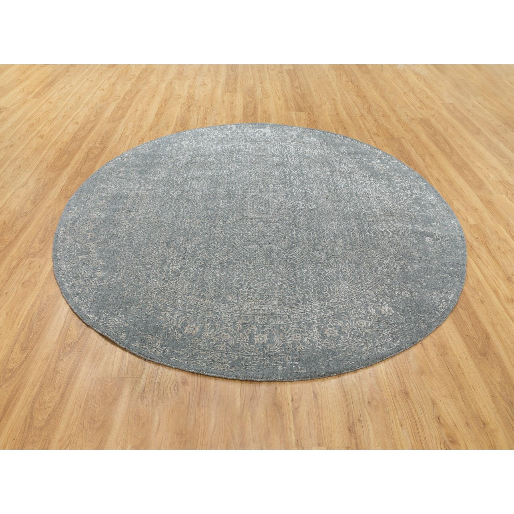 8'x8' Grau Feiner Jacquard-Teppich aus handgewebter moderner Wolle und Kunstseide Orientteppich (Moderne) im Angebot