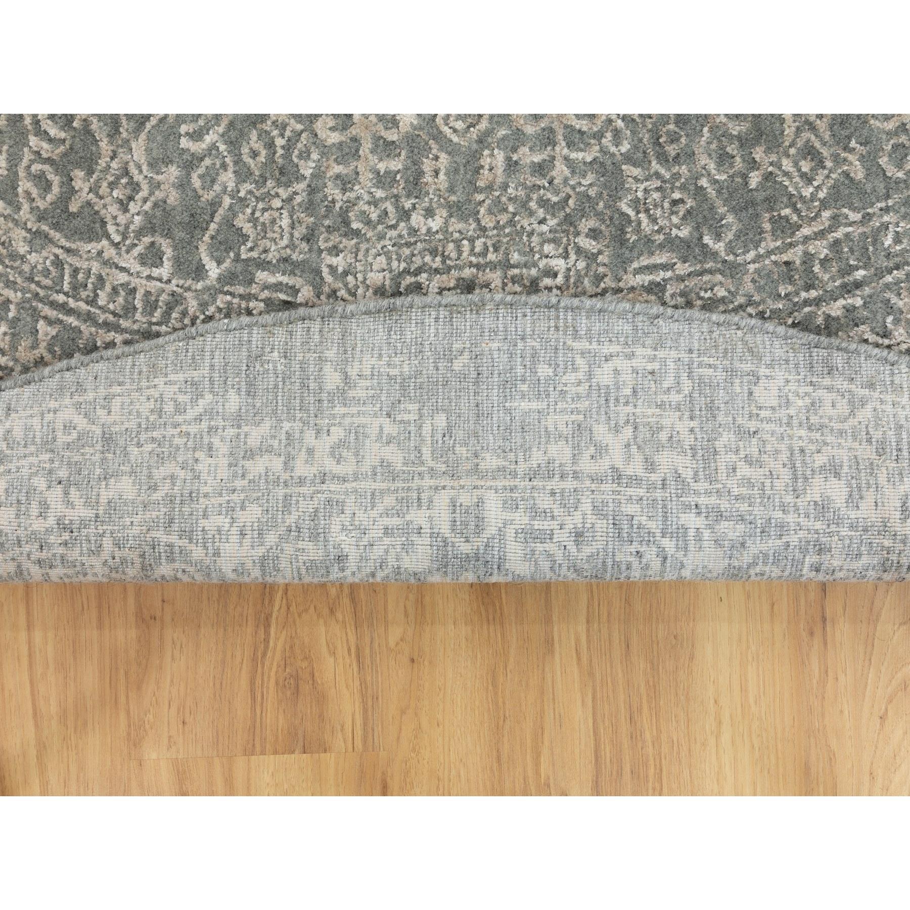 8'x8' Grau Feiner Jacquard-Teppich aus handgewebter moderner Wolle und Kunstseide Orientteppich (Handgewebt) im Angebot
