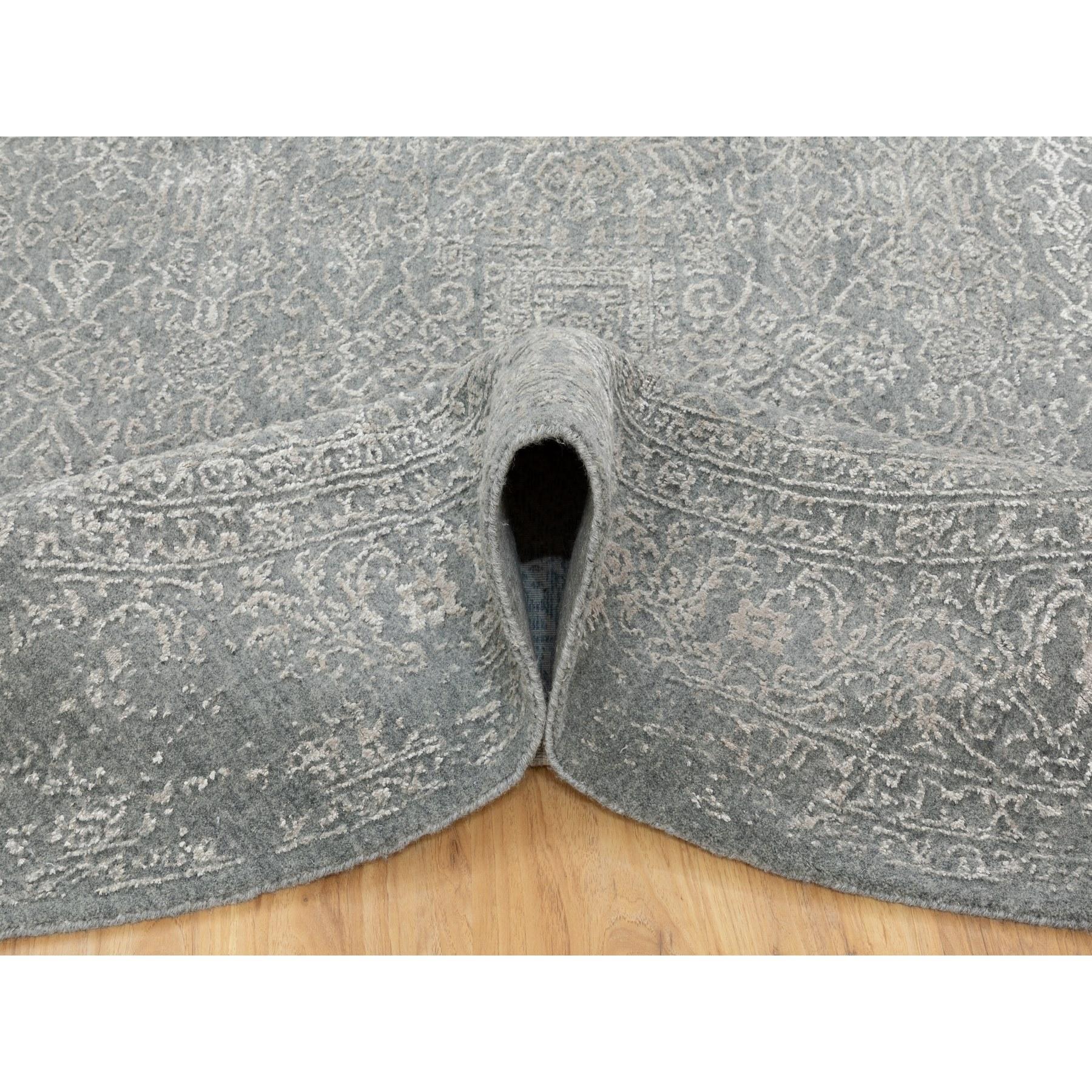 8'x8' Grau Feiner Jacquard-Teppich aus handgewebter moderner Wolle und Kunstseide Orientteppich im Zustand „Neu“ im Angebot in Carlstadt, NJ