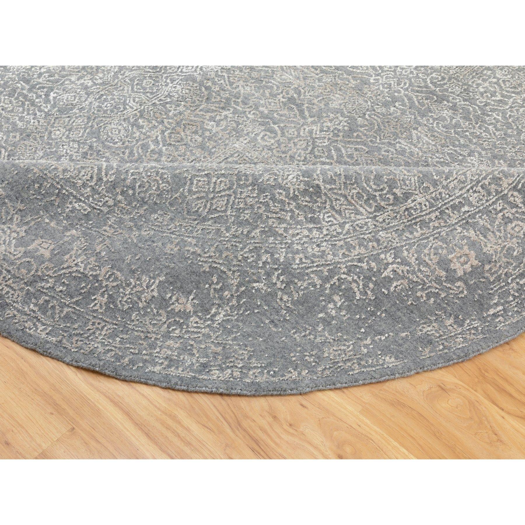 8'x8' Grau Feiner Jacquard-Teppich aus handgewebter moderner Wolle und Kunstseide Orientteppich (21. Jahrhundert und zeitgenössisch) im Angebot