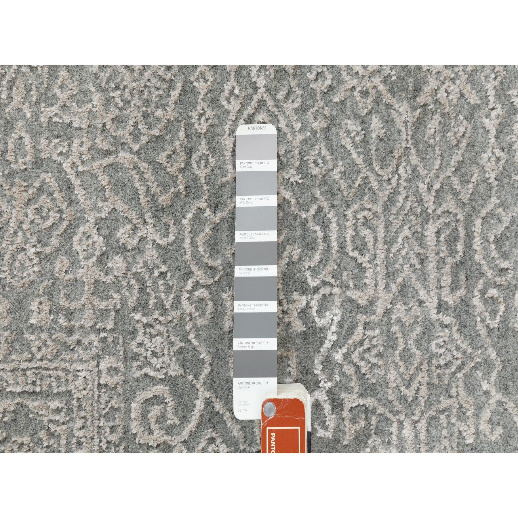 8'x8' Grau Feiner Jacquard-Teppich aus handgewebter moderner Wolle und Kunstseide Orientteppich (Seide) im Angebot
