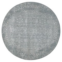 8'x8' Grau Feiner Jacquard-Teppich aus handgewebter moderner Wolle und Kunstseide Orientteppich
