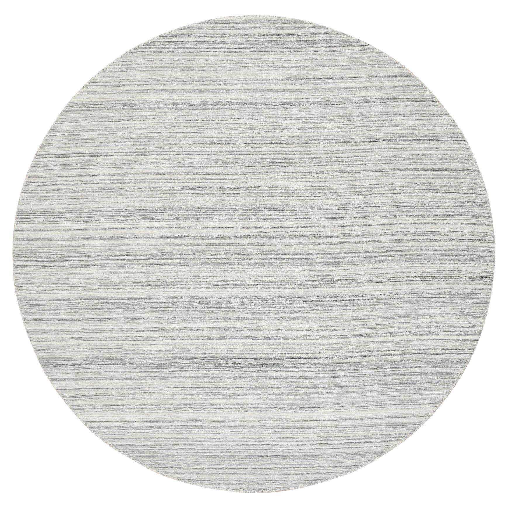 8
x8
 Grau, Modernes Design, handgewebter, ungefärbter, runder Teppich aus natürlicher Wolle