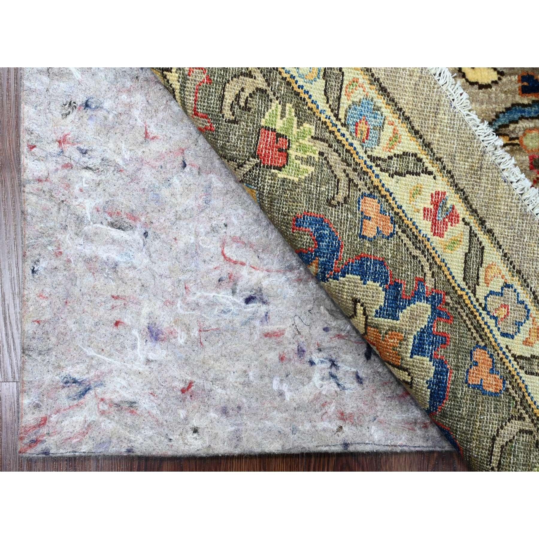 8'x8' Grauer Peshawar mit Bijar Garus Design Handgeknüpfter Wollteppich rund (Afghanisch) im Angebot