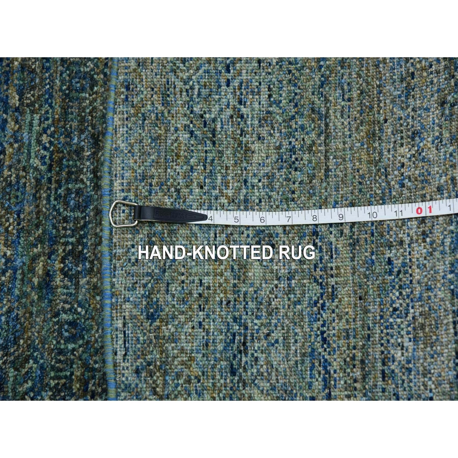 8'x8' Grüner Kohinoor Herat 100% Wolle Diamantform Design Handgeknüpfter runder Teppich im Angebot 5