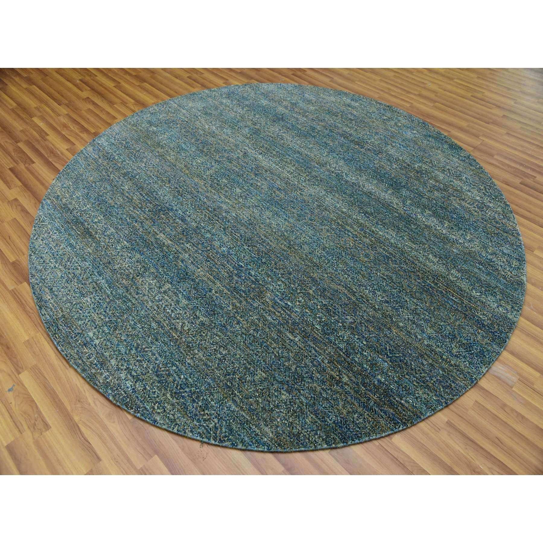 8'x8' Grüner Kohinoor Herat 100% Wolle Diamantform Design Handgeknüpfter runder Teppich (Moderne) im Angebot