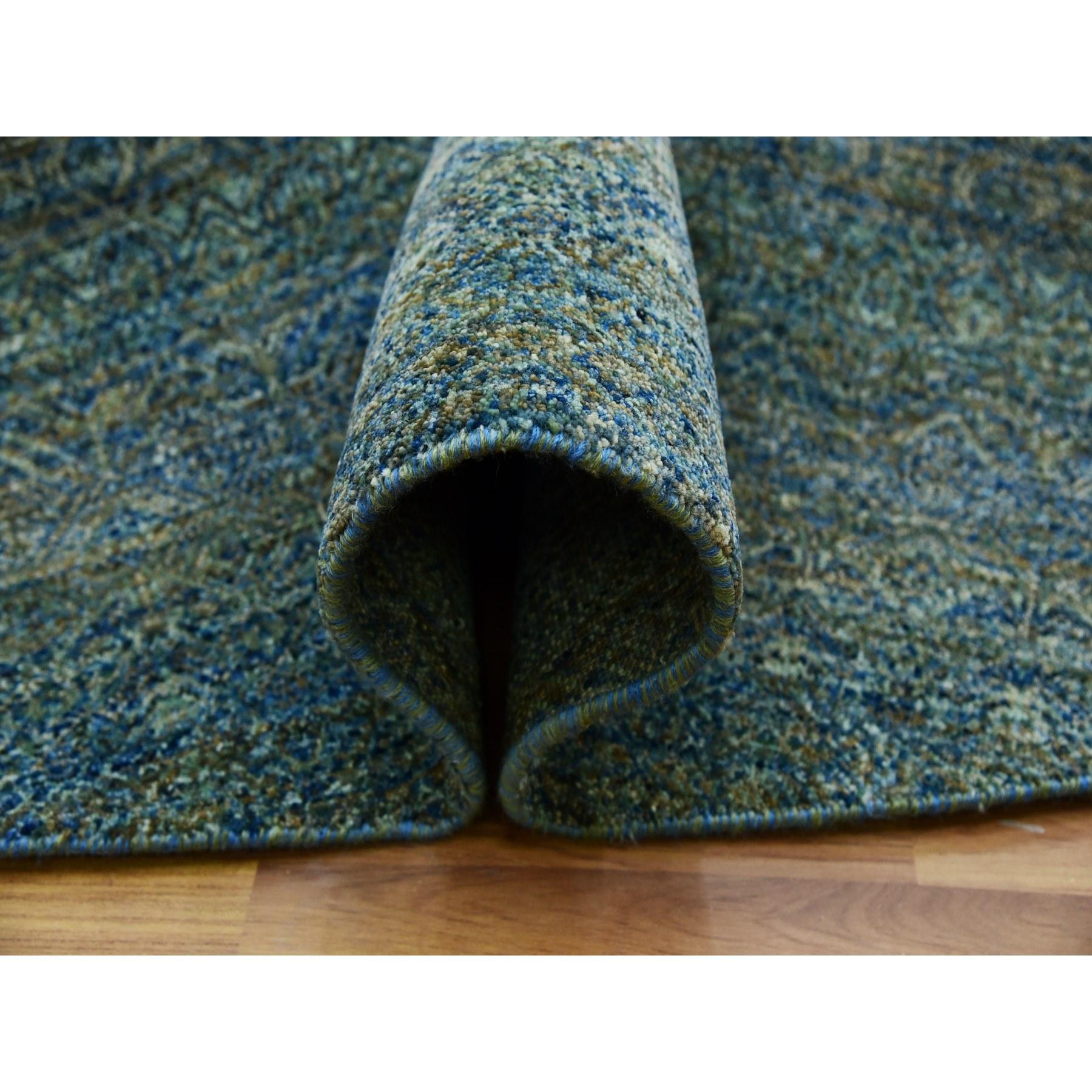 8'x8' Grüner Kohinoor Herat 100% Wolle Diamantform Design Handgeknüpfter runder Teppich im Zustand „Neu“ im Angebot in Carlstadt, NJ