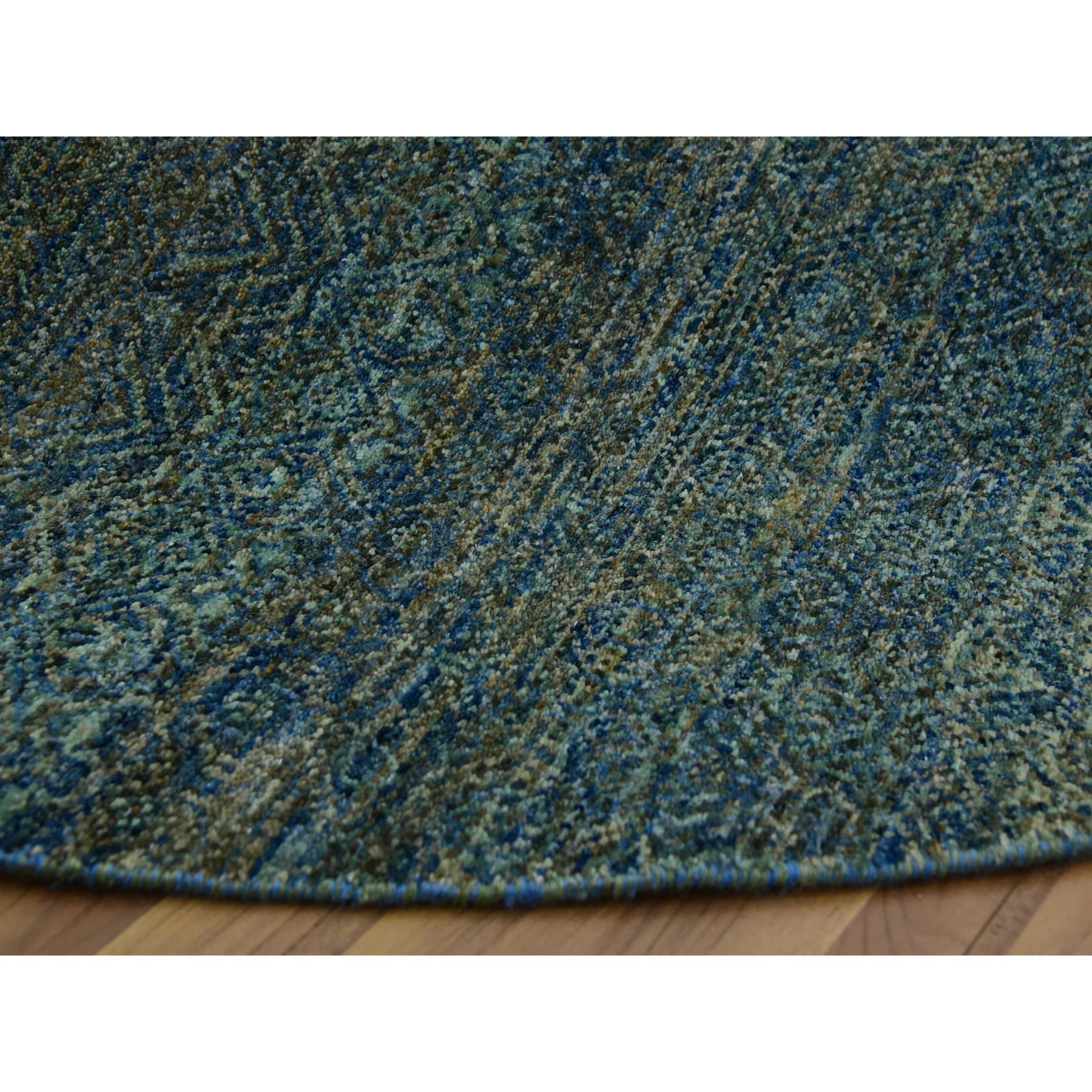 8'x8' Grüner Kohinoor Herat 100% Wolle Diamantform Design Handgeknüpfter runder Teppich (21. Jahrhundert und zeitgenössisch) im Angebot