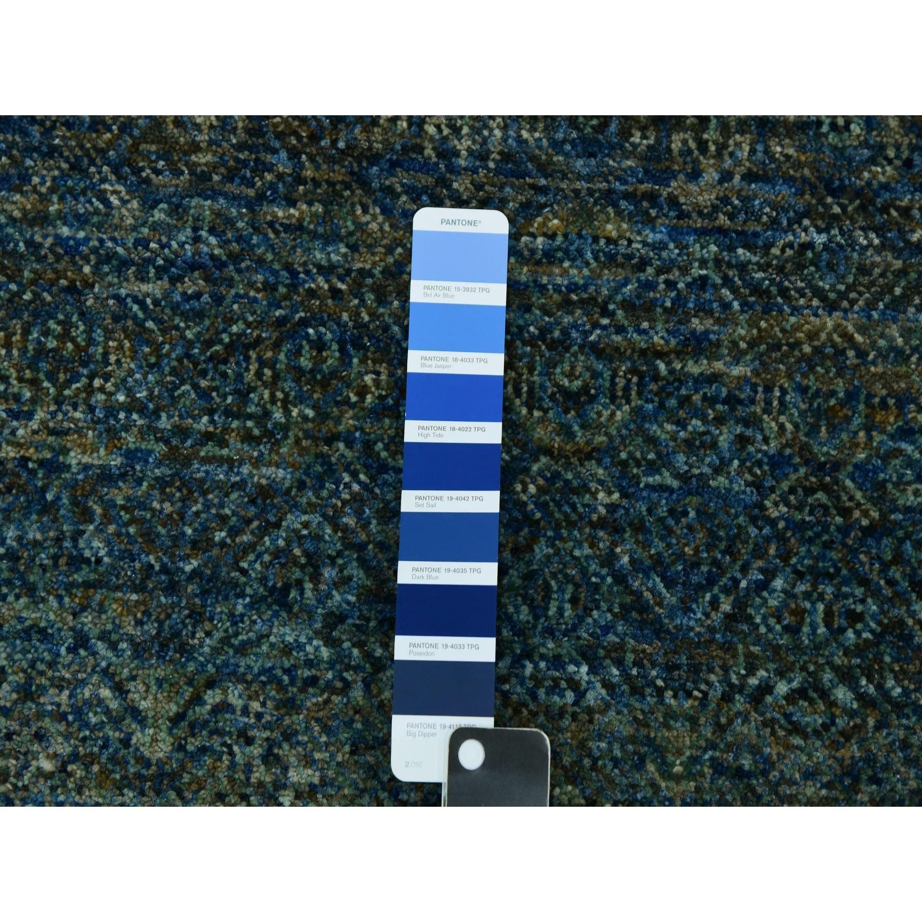 8'x8' Grüner Kohinoor Herat 100% Wolle Diamantform Design Handgeknüpfter runder Teppich im Angebot 1