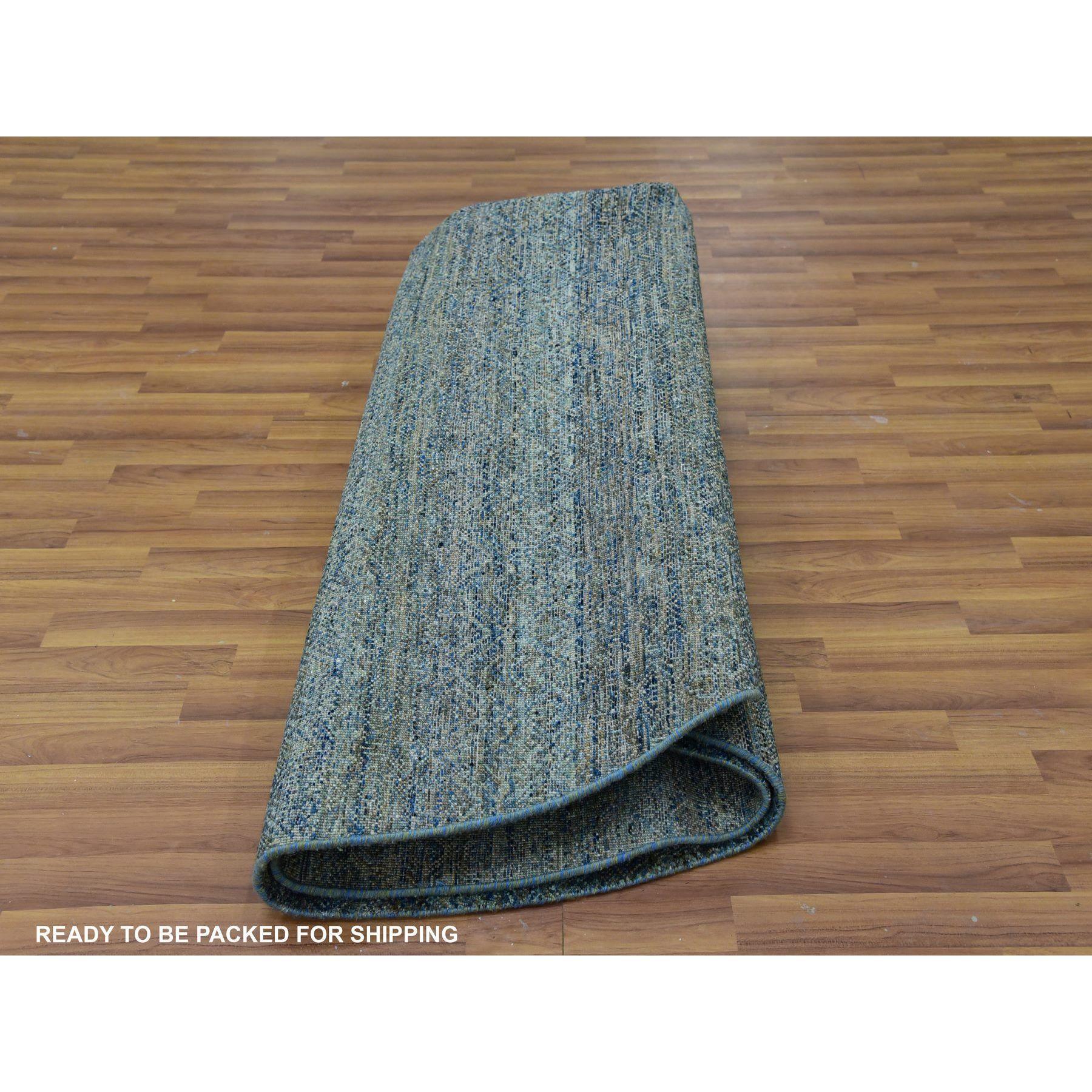 8'x8' Grüner Kohinoor Herat 100% Wolle Diamantform Design Handgeknüpfter runder Teppich im Angebot 3