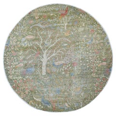 8
x8
 Grün Peshawar Paradiesvögel Design Handgeknüpft Wolle Rund Teppich