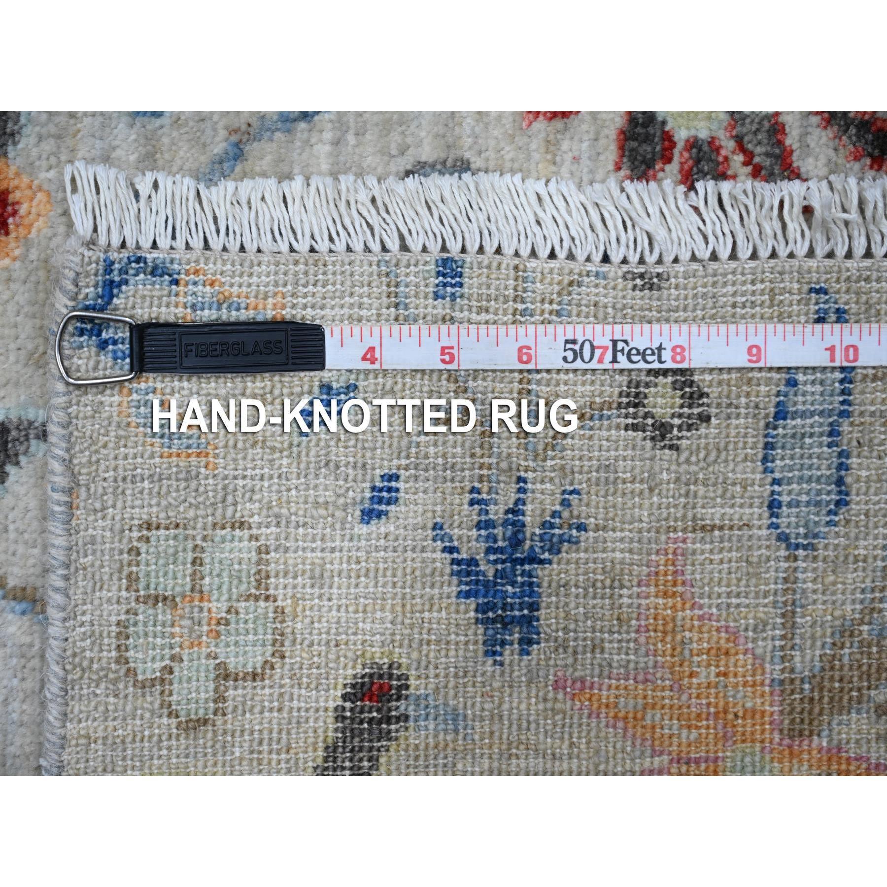 8'x8' Heavenly Gray Afghan Peshawar Wool Hand Knotted Square Oriental Rug im Angebot 3