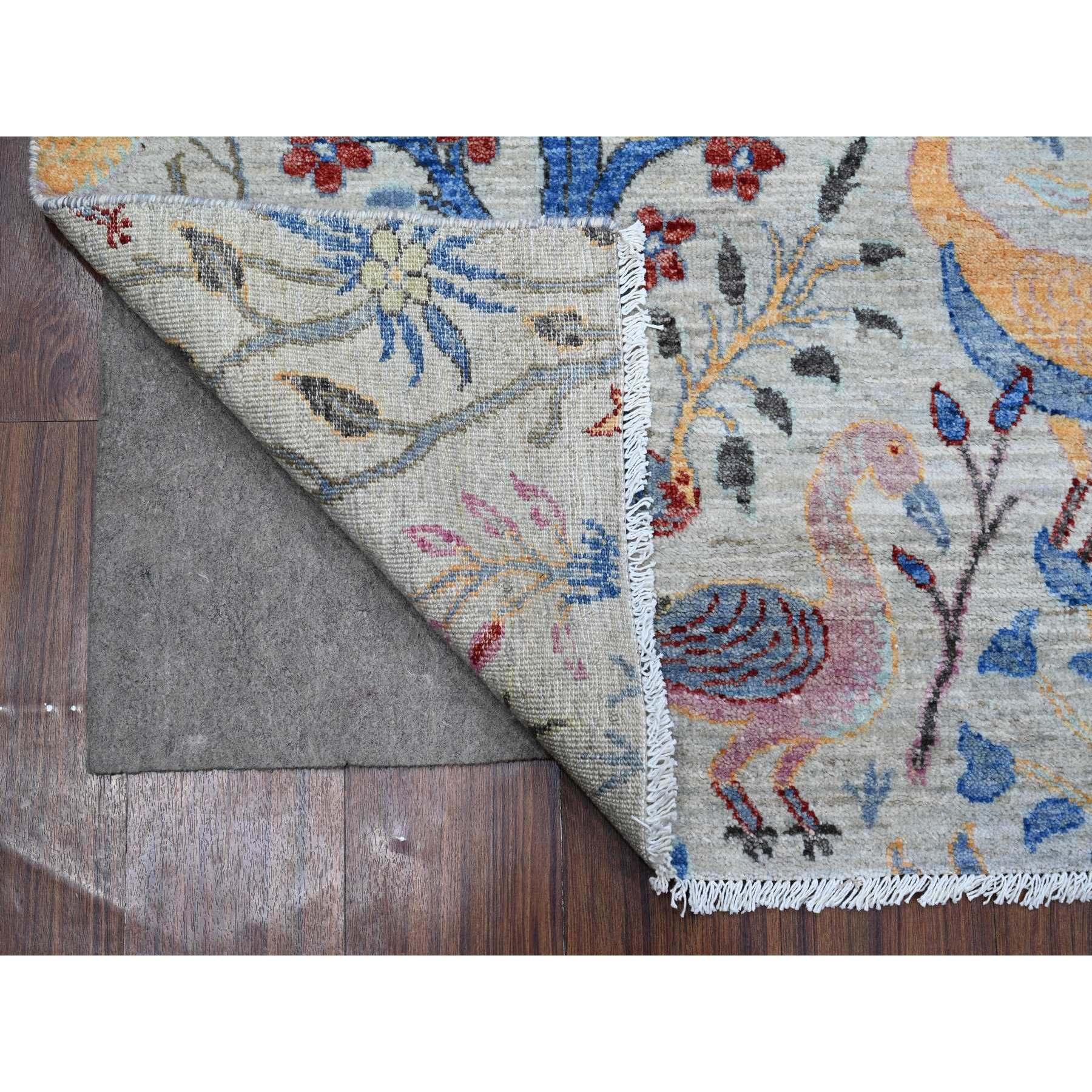 8'x8' Heavenly Gray Afghan Peshawar Wool Hand Knotted Square Oriental Rug (Afghanisch) im Angebot