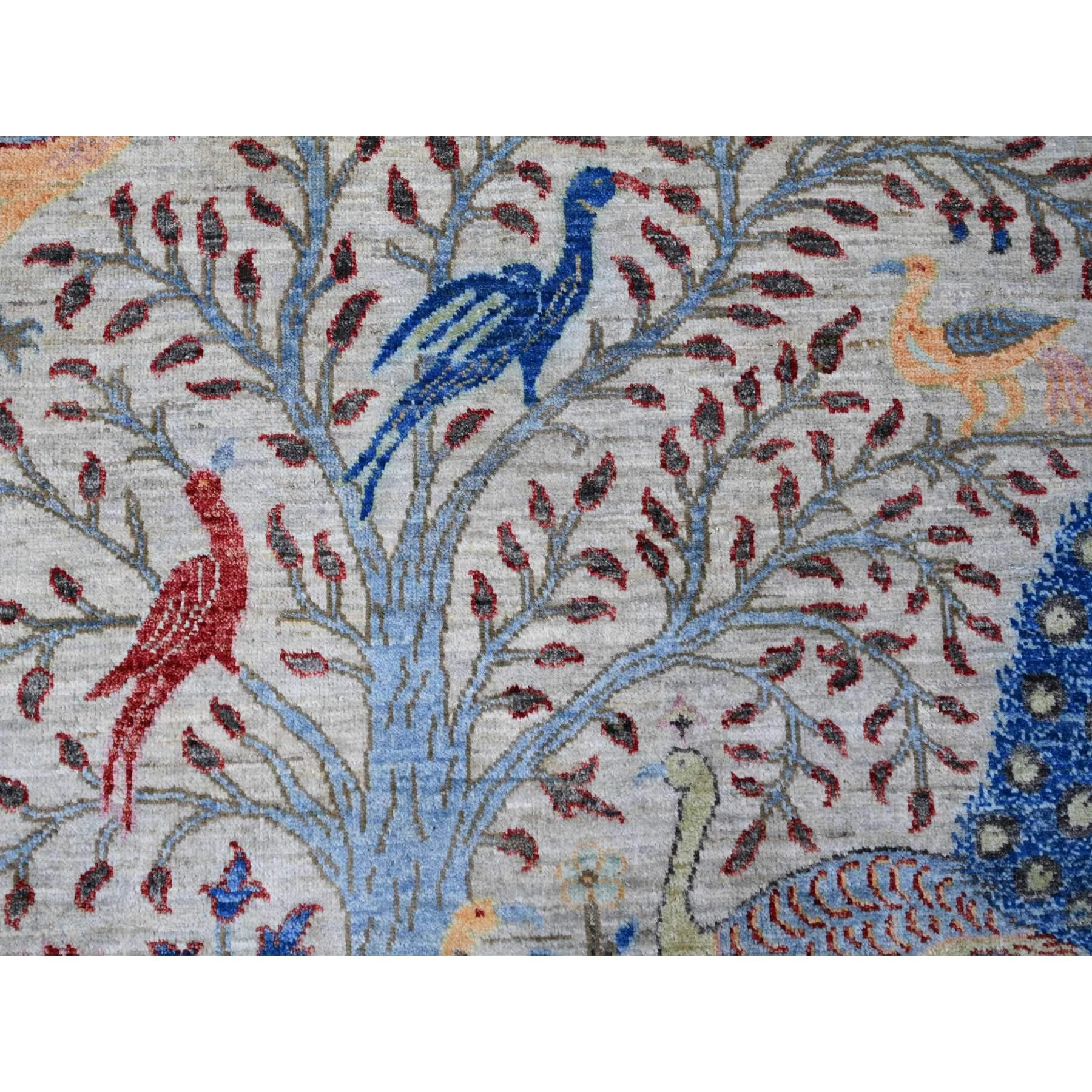8'x8' Heavenly Gray Afghan Peshawar Wool Hand Knotted Square Oriental Rug (Wolle) im Angebot