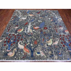 8'x8' Iridium Gray Afghan Peshawar Handgeknüpft Weiche Wolle Orientteppich