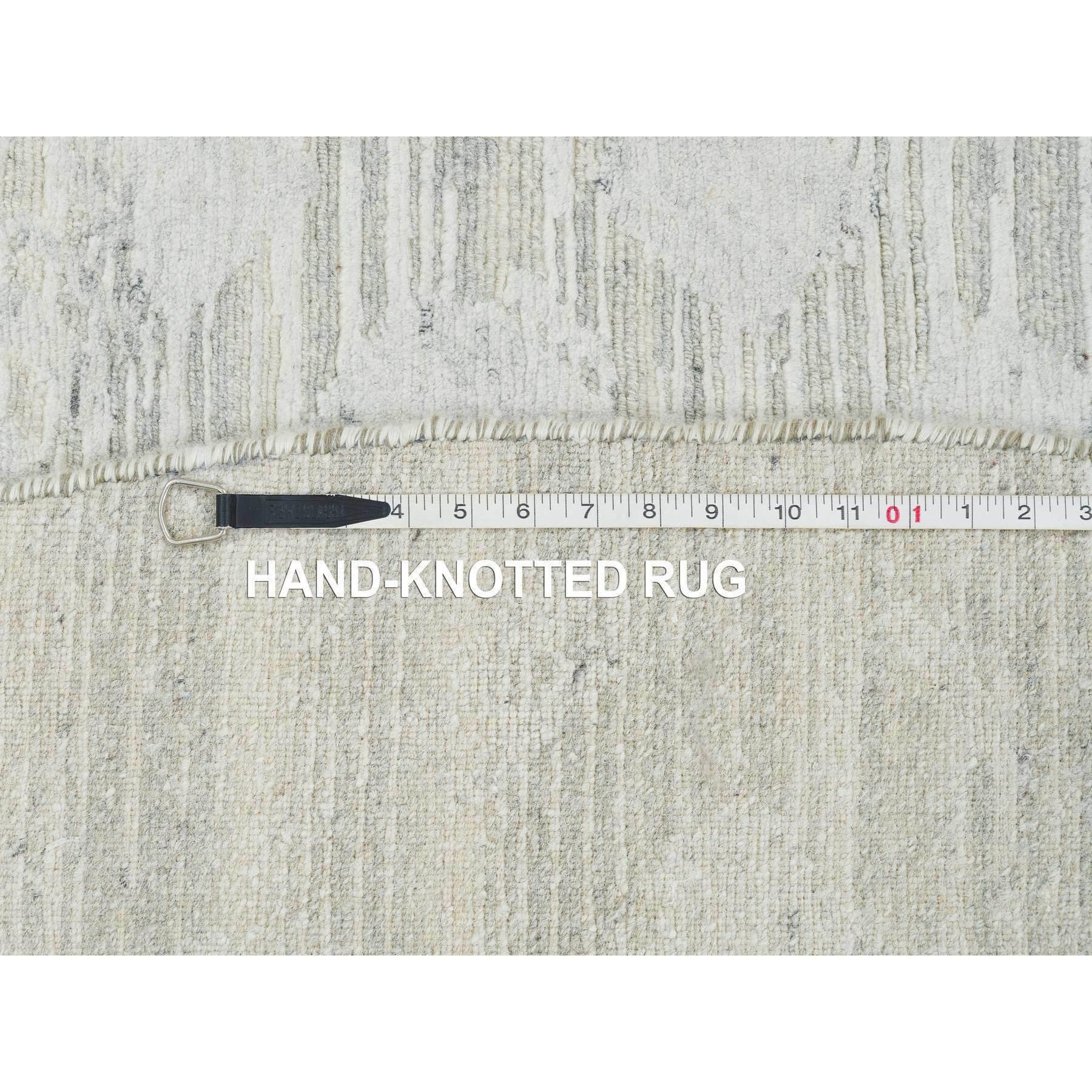 8'x8'  Marfil Diseño Moderno, Alfombra Redonda Anudada a Mano de Lana Natural sin Teñir en venta 5