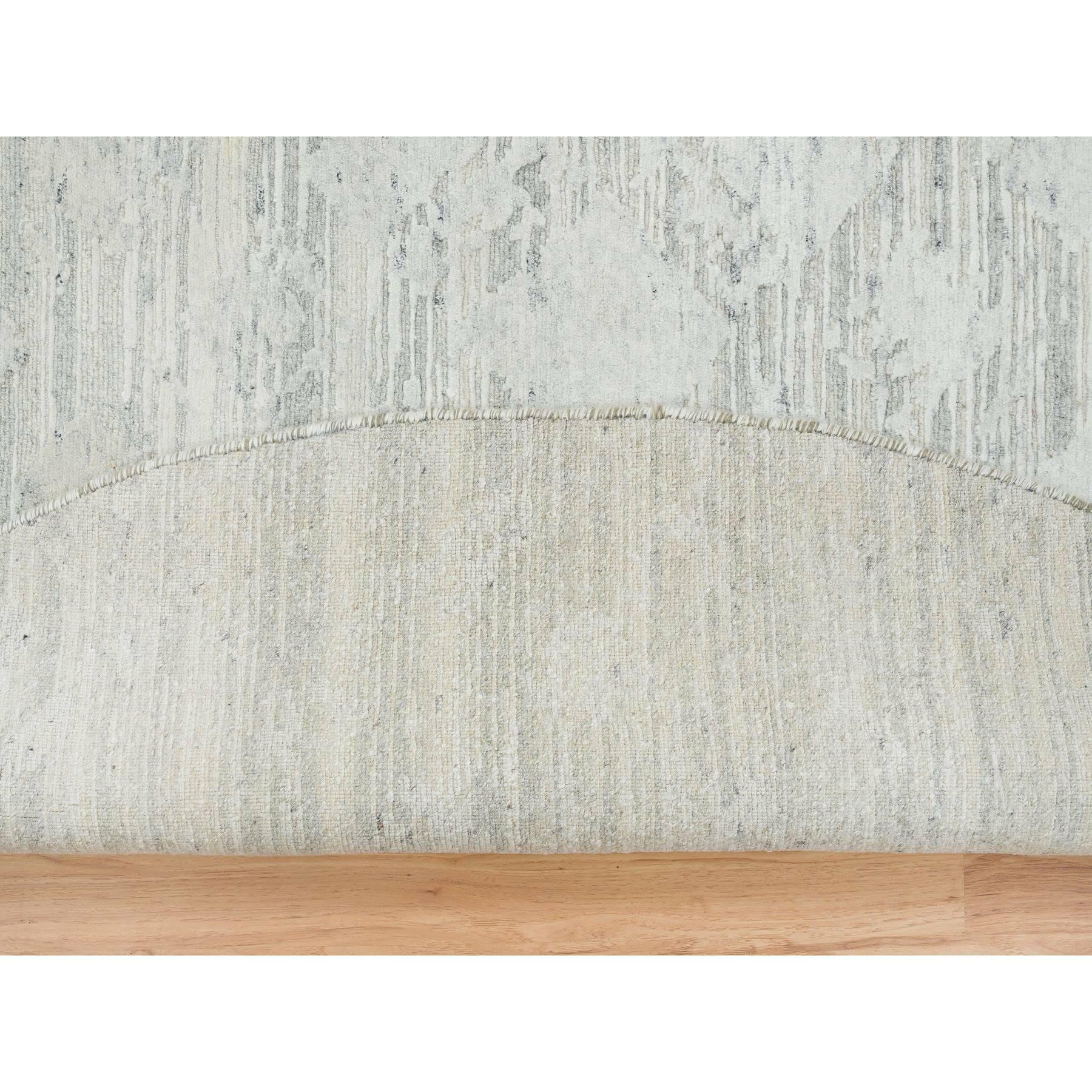 8'x8'  Marfil Diseño Moderno, Alfombra Redonda Anudada a Mano de Lana Natural sin Teñir Anudado a mano en venta