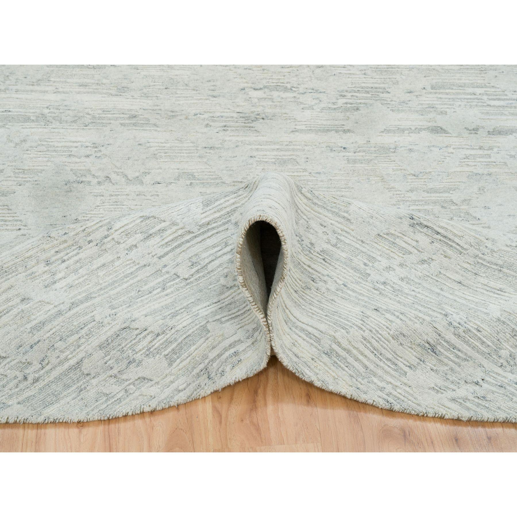 8'x8'  Marfil Diseño Moderno, Alfombra Redonda Anudada a Mano de Lana Natural sin Teñir en Nuevo estado para la venta en Carlstadt, NJ