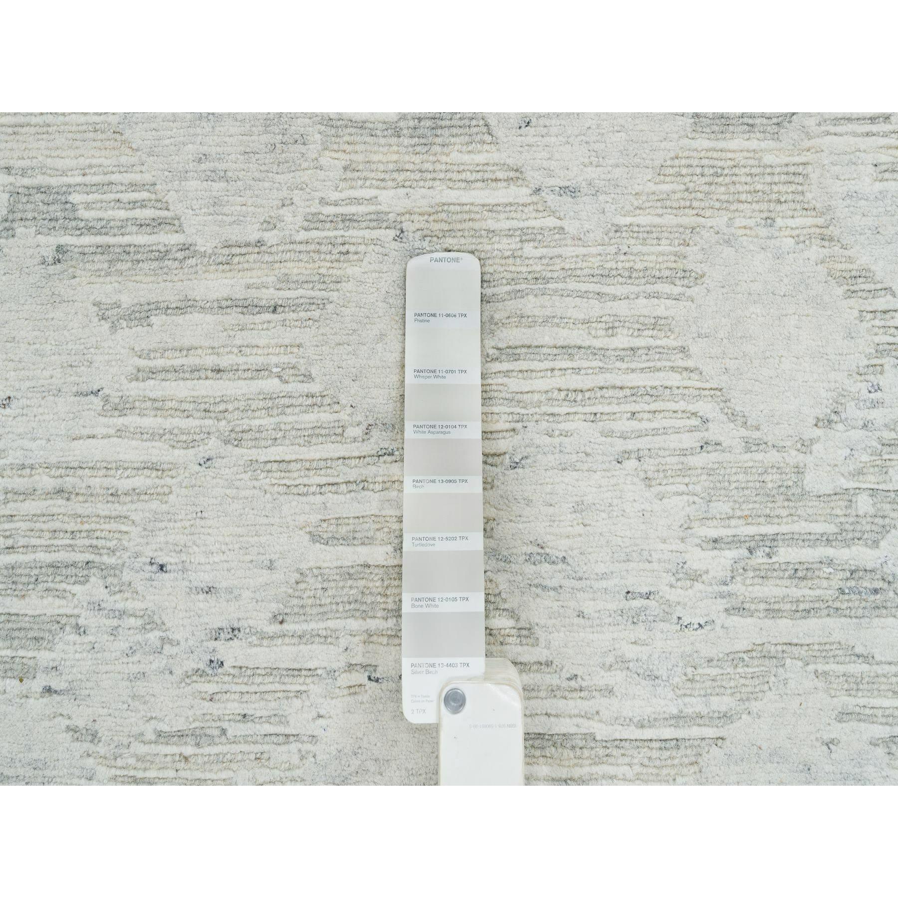 8'x8'  Marfil Diseño Moderno, Alfombra Redonda Anudada a Mano de Lana Natural sin Teñir en venta 1