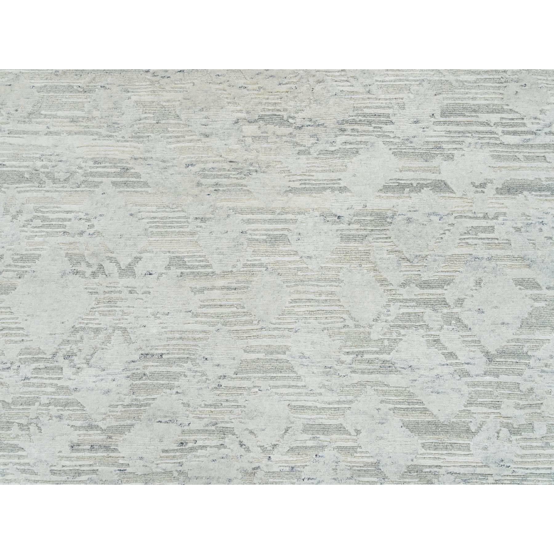 8'x8'  Marfil Diseño Moderno, Alfombra Redonda Anudada a Mano de Lana Natural sin Teñir en venta 2