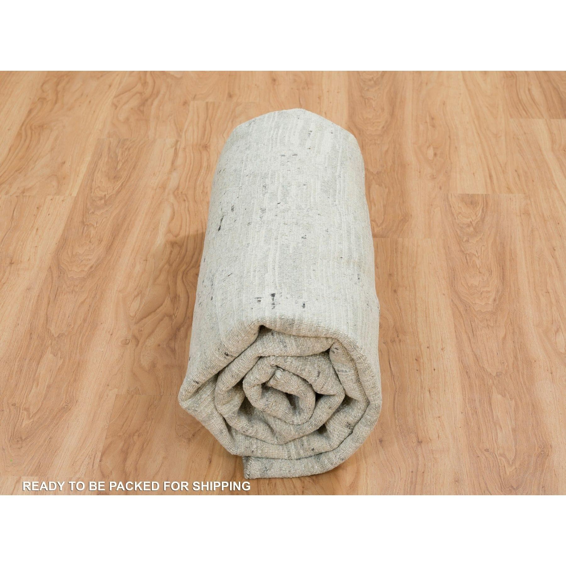 8'x8'  Marfil Diseño Moderno, Alfombra Redonda Anudada a Mano de Lana Natural sin Teñir en venta 3